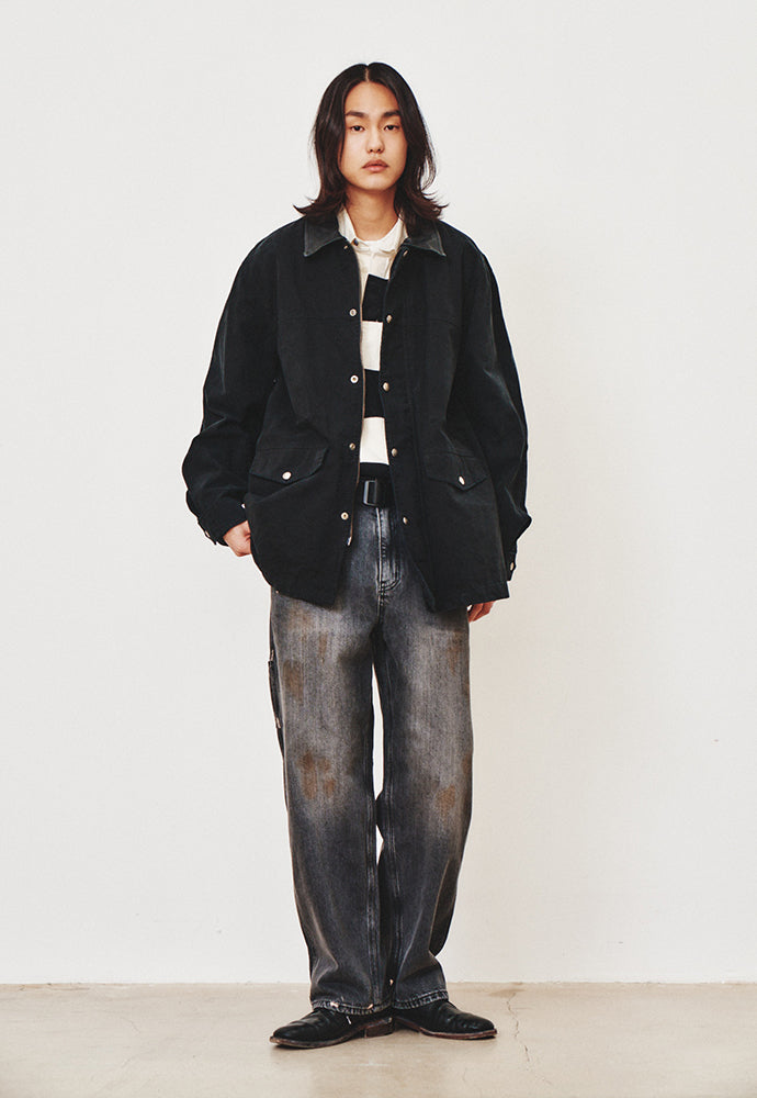 Art if acts - Leather Collar Garment Field Jacket (Faded Black) product image 5 | TRAB K-Fashion Australia