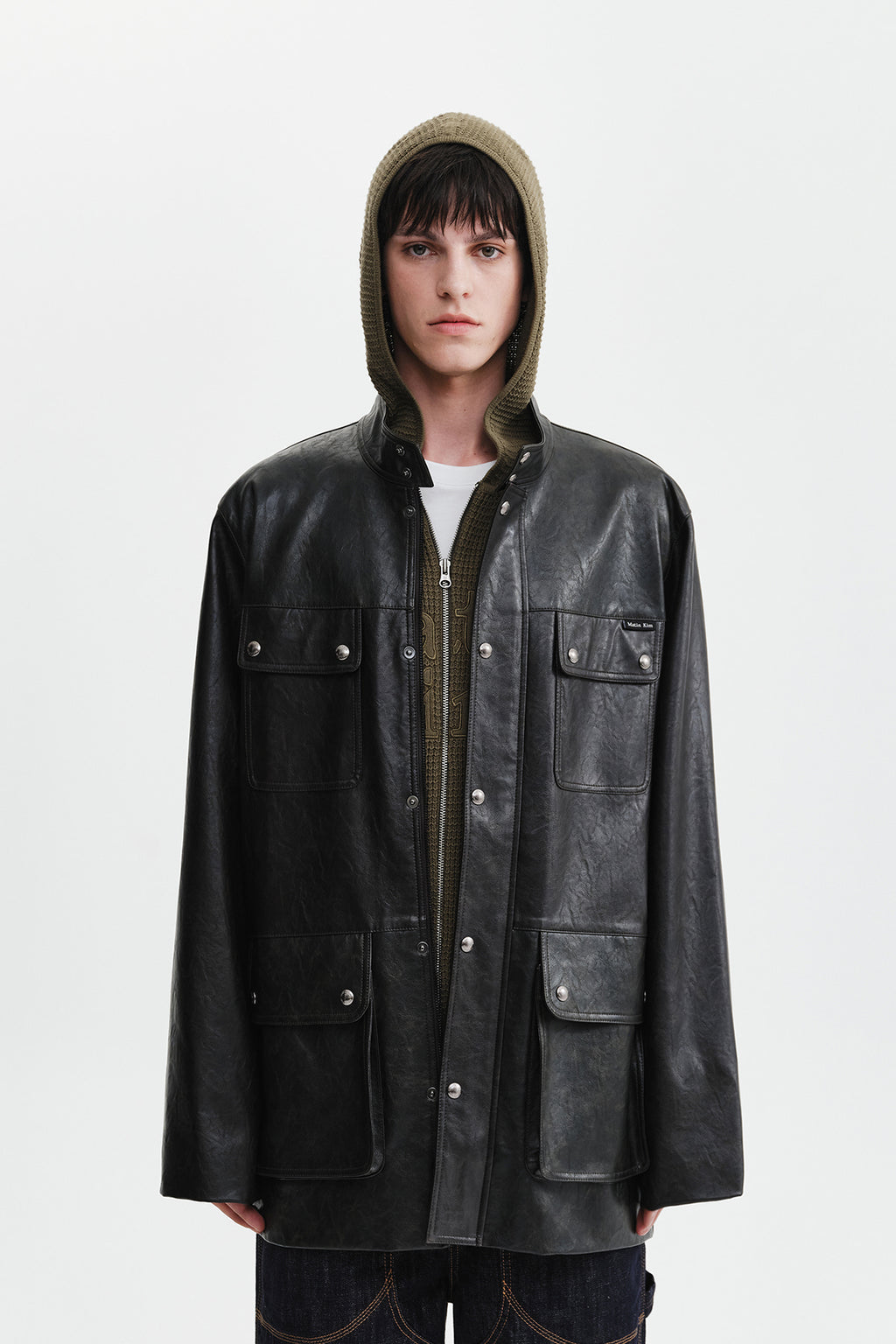 Matin Kim - Faux Leather Safari Jacket (Brown) product image 7 | TRAB K-Fashion Australia