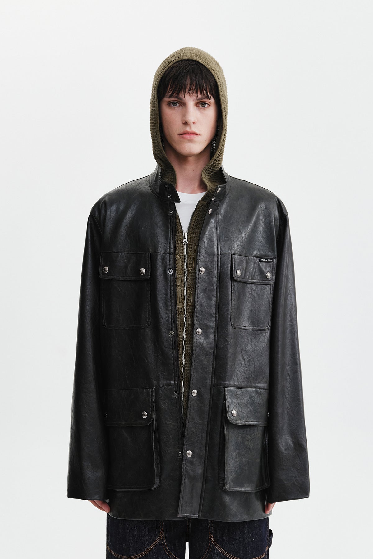 Matin Kim - Faux Leather Safari Jacket (Brown) product image 7 | TRAB K-Fashion Australia