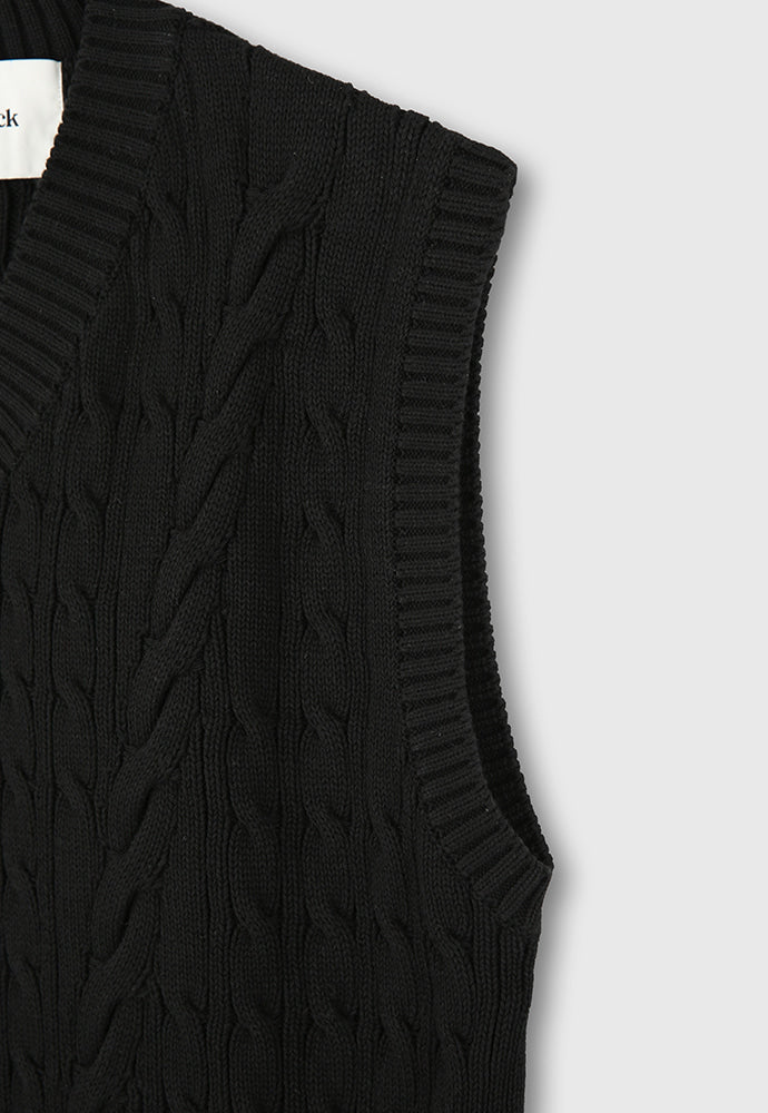 Tonywack - Cotton Twist V-Cable Knit Vest (Black) product image 10 | TRAB K-Fashion Australia
