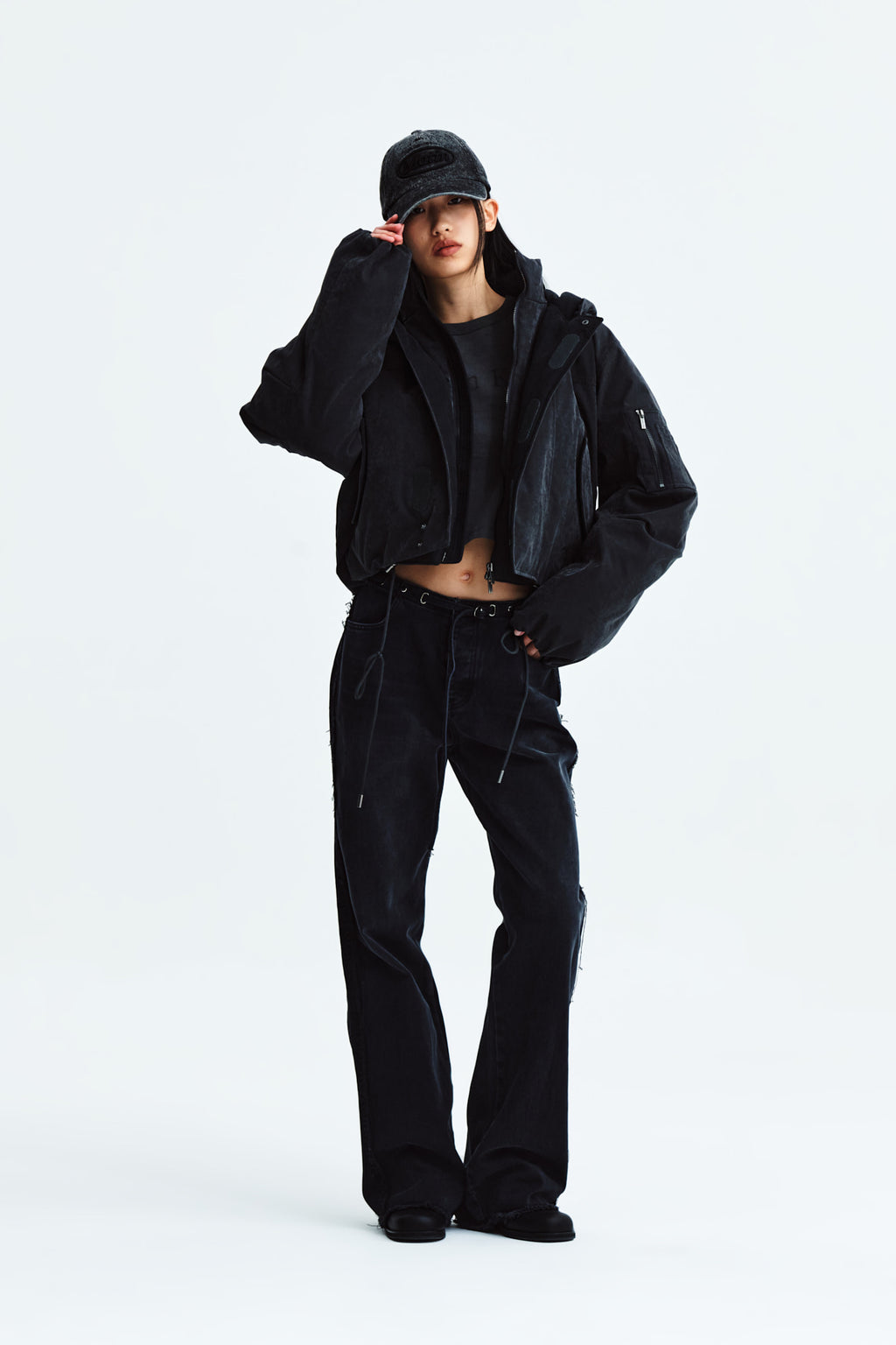 Matin Kim - Waist String Belted Denim Pants (Black) product image 8 | TRAB K-Fashion Australia