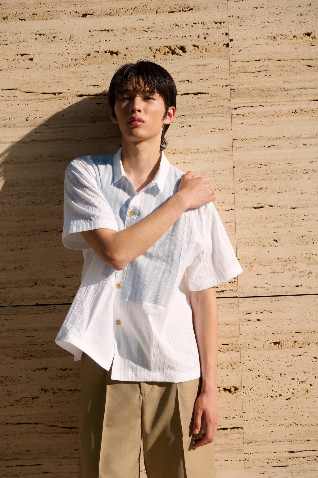 STU - Stripe Panel Shirt (White) product image 7 | TRAB K-Fashion Australia