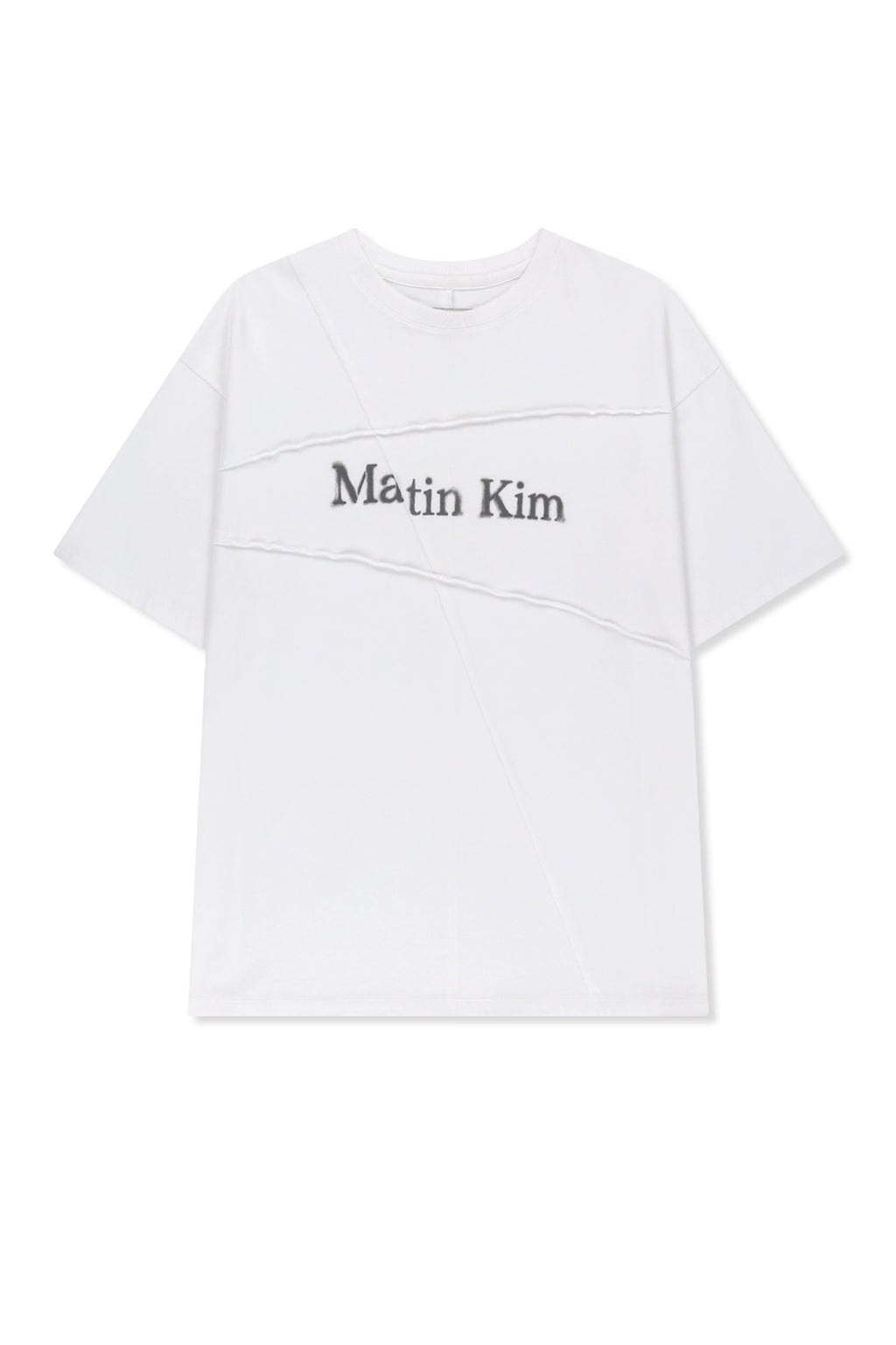 Matin Kim - Diagonal Cut Logo Top (White) product image 1 | TRAB K-Fashion Australia