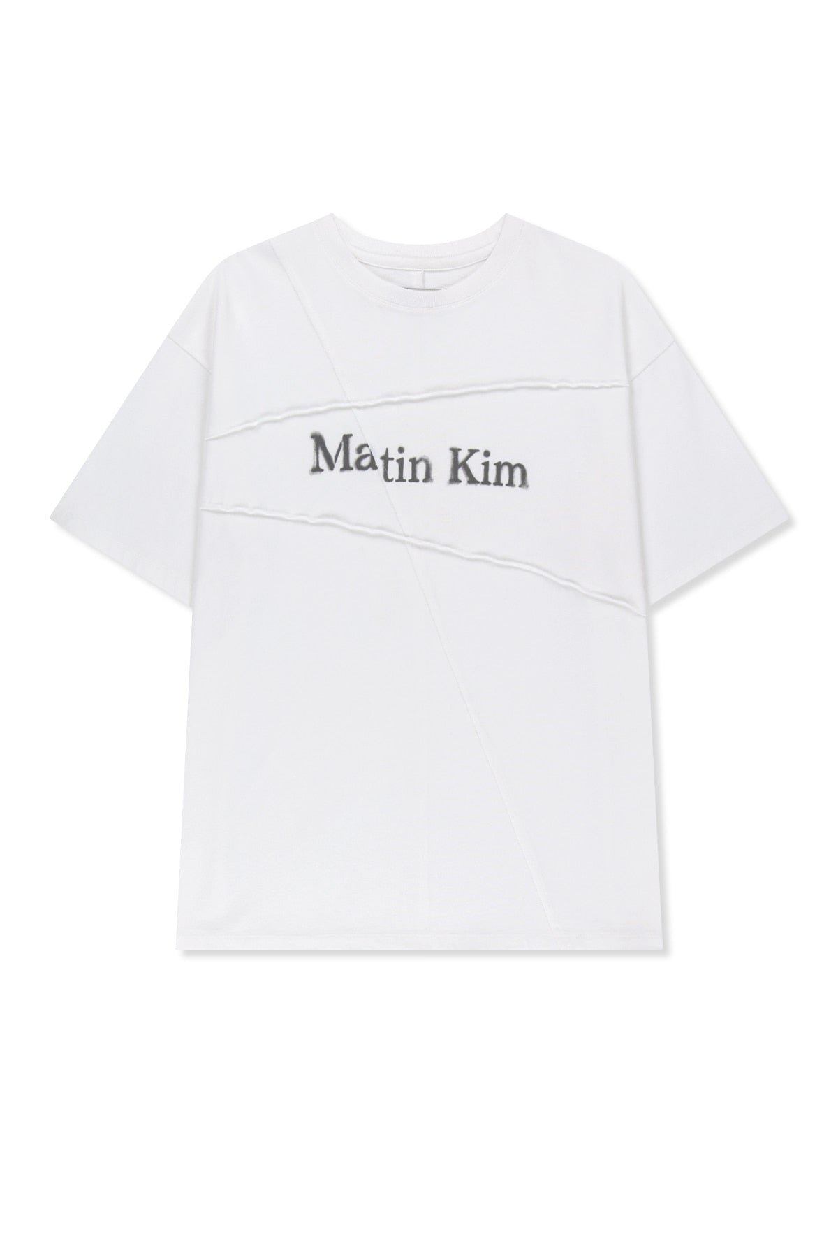 Matin Kim - Diagonal Cut Logo Top (White) product image 1 | TRAB K-Fashion Australia