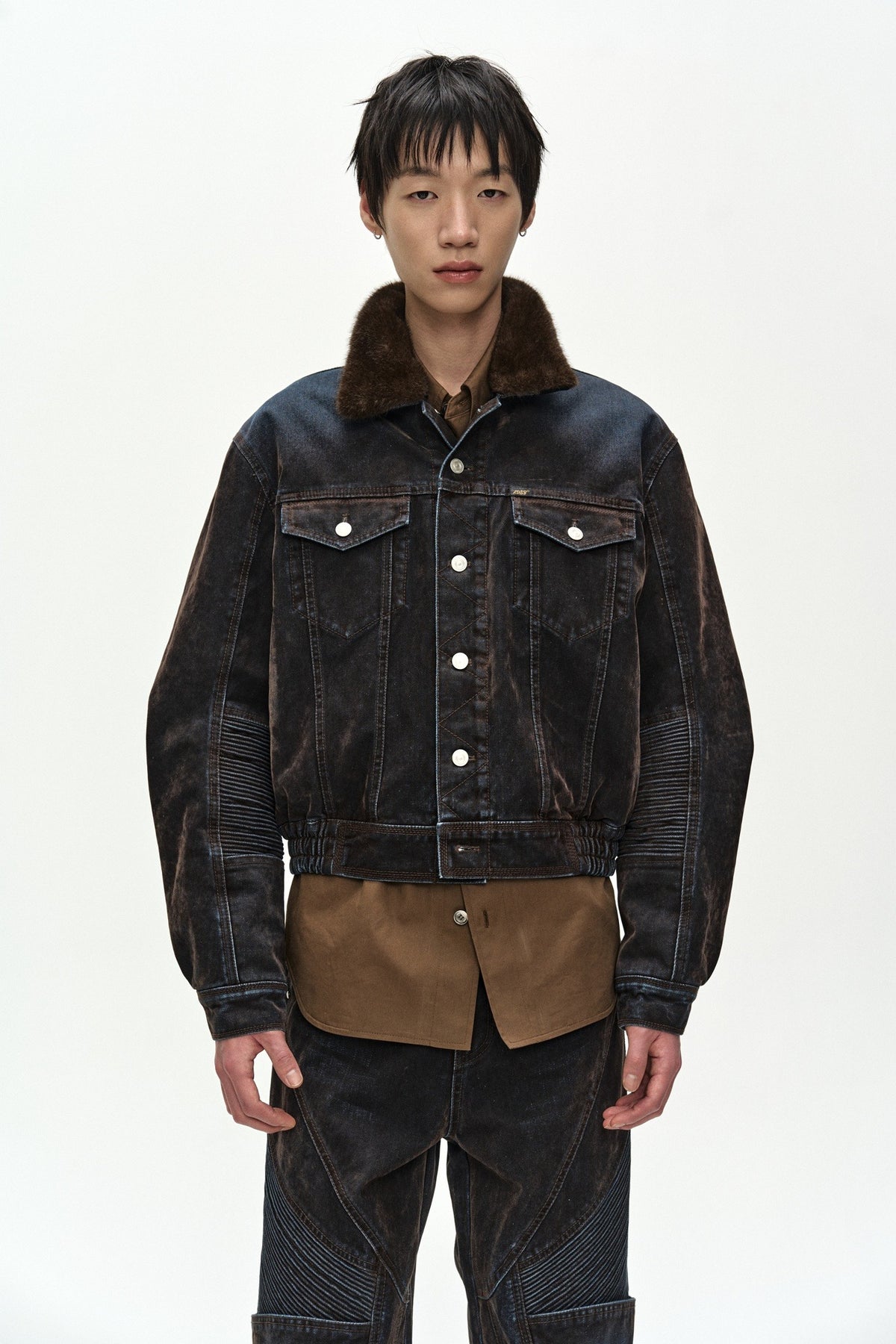 Andersson Bell - Unisex Padded Denim Bomber Jacket (Brown/Blue) product image 1 | TRAB K-Fashion Australia