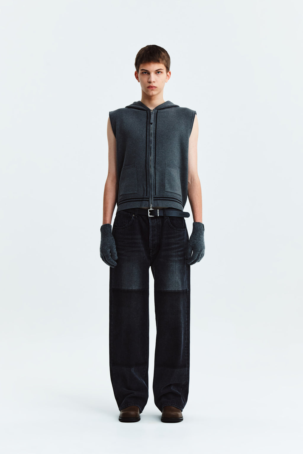 Matin Kim - Hoody Logo Knit Vest (Charcoal) product image 6 | TRAB K-Fashion Australia