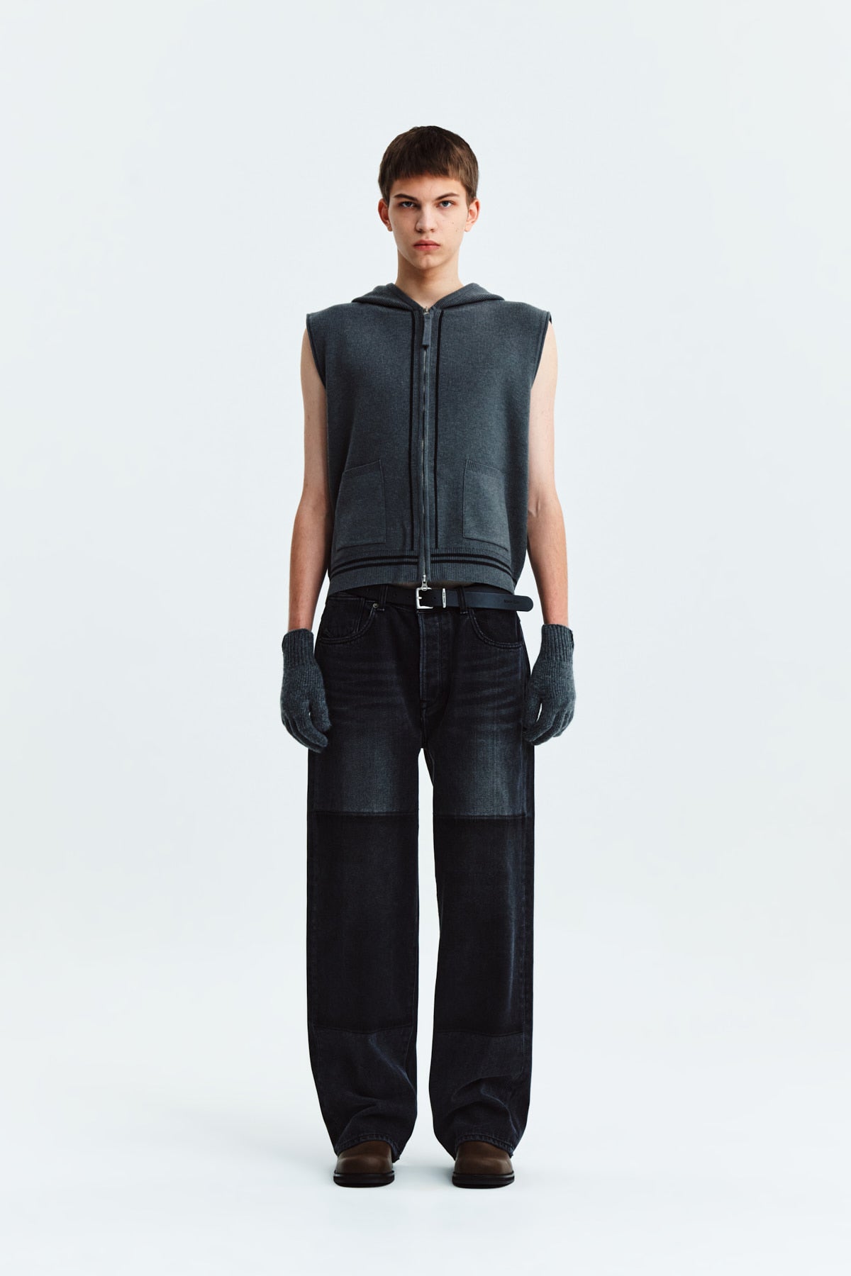 Matin Kim - Hoody Logo Knit Vest (Charcoal) product image 6 | TRAB K-Fashion Australia