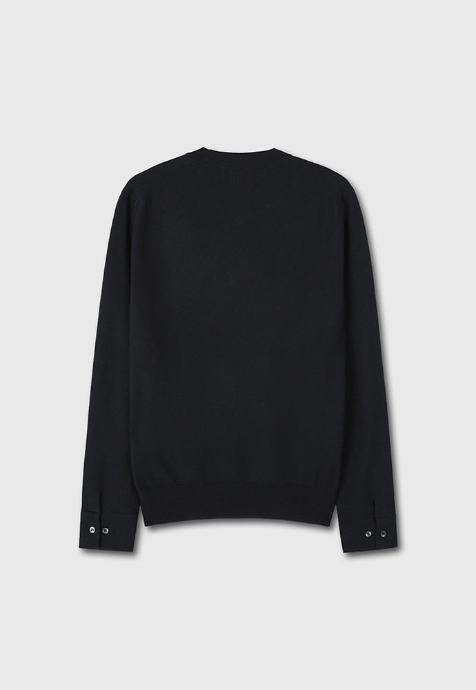 Tonywack - Super Fine Wool Cuffs Button Knit (Dark Navy) product image 8 | TRAB K-Fashion Australia