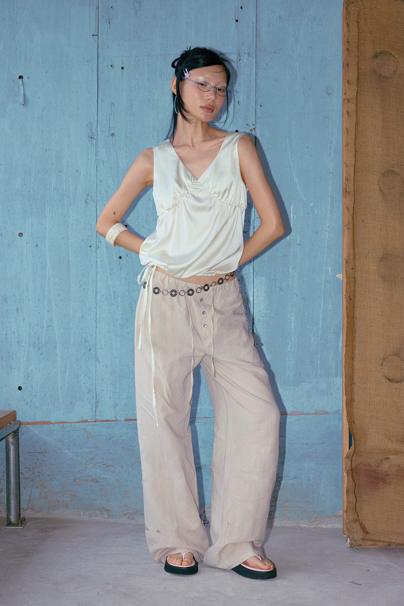 Deinet - Side Button Wide Pants (Beige) product image 6 | TRAB K-Fashion Australia