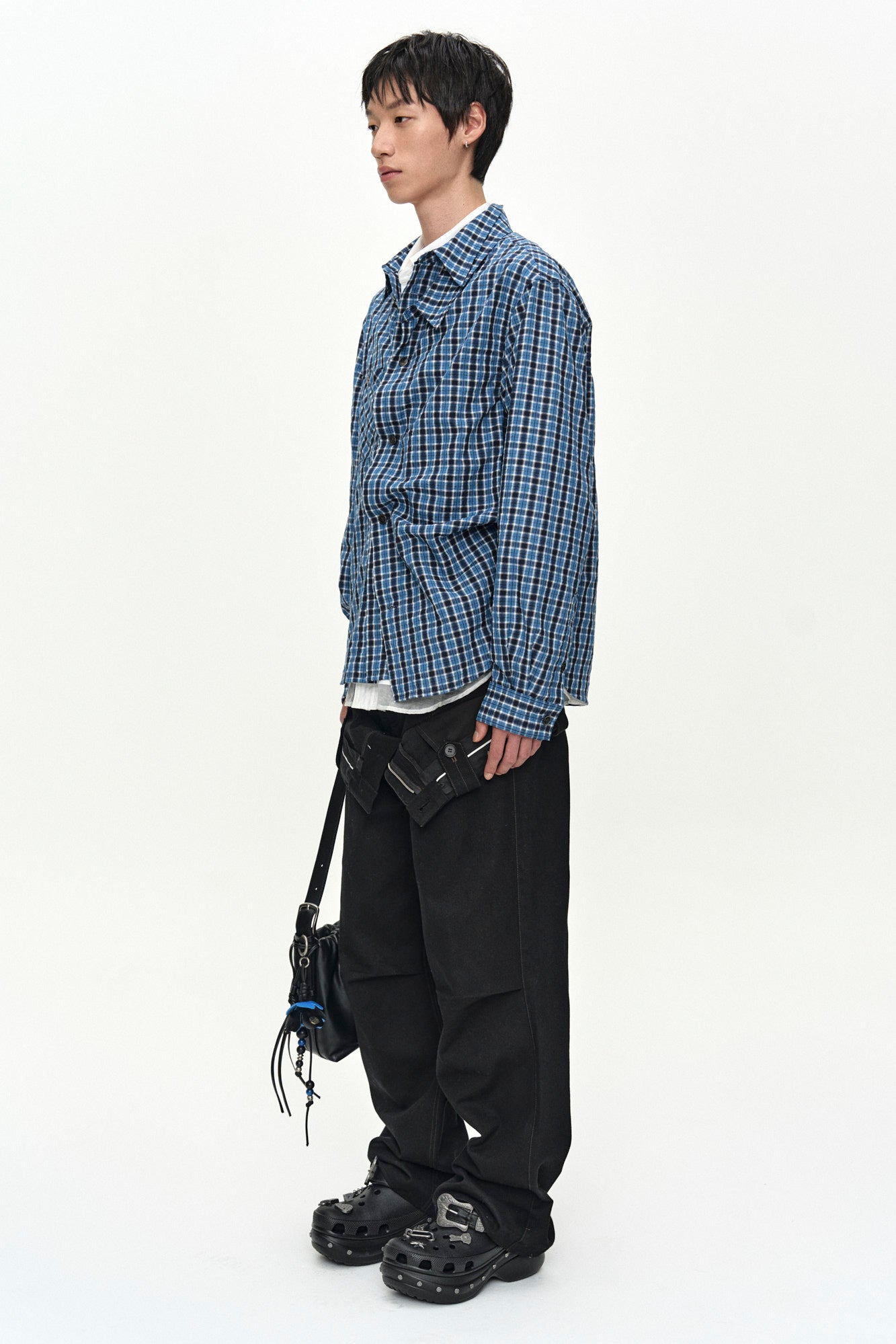 Andersson Bell - Blue Check Layered Shirt (Blue) product image 3 | TRAB K-Fashion Australia