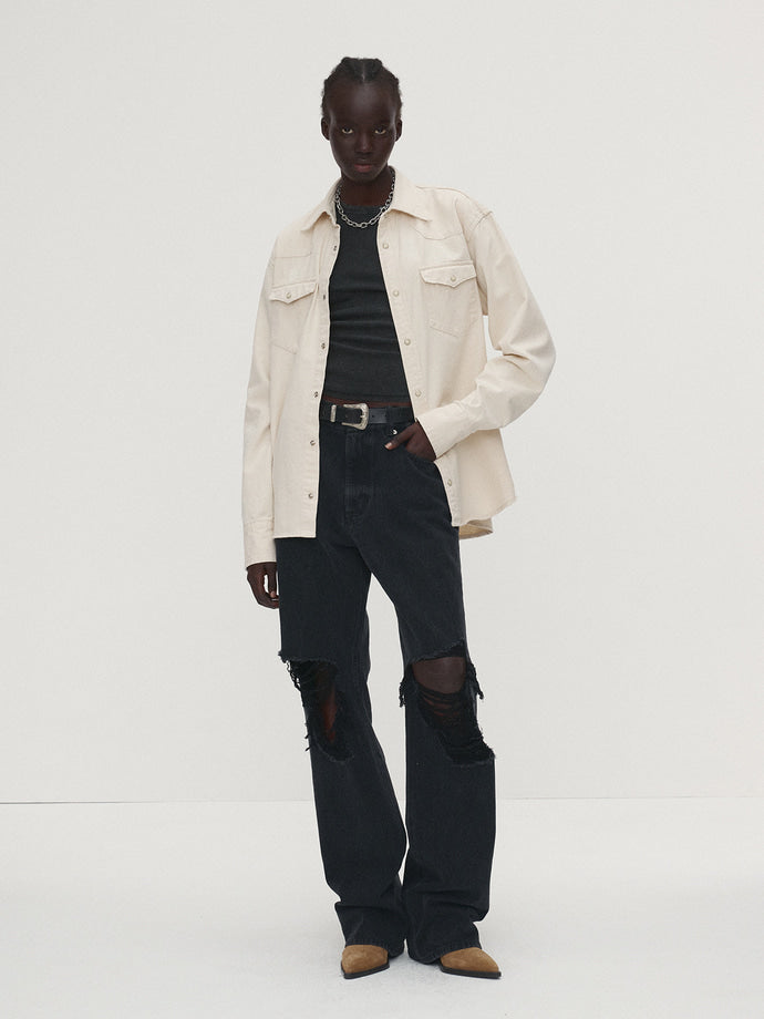 Tonywack - Straight-Leg Destroyed Denim Jeans (Washed Black) product image 1 | TRAB K-Fashion Australia