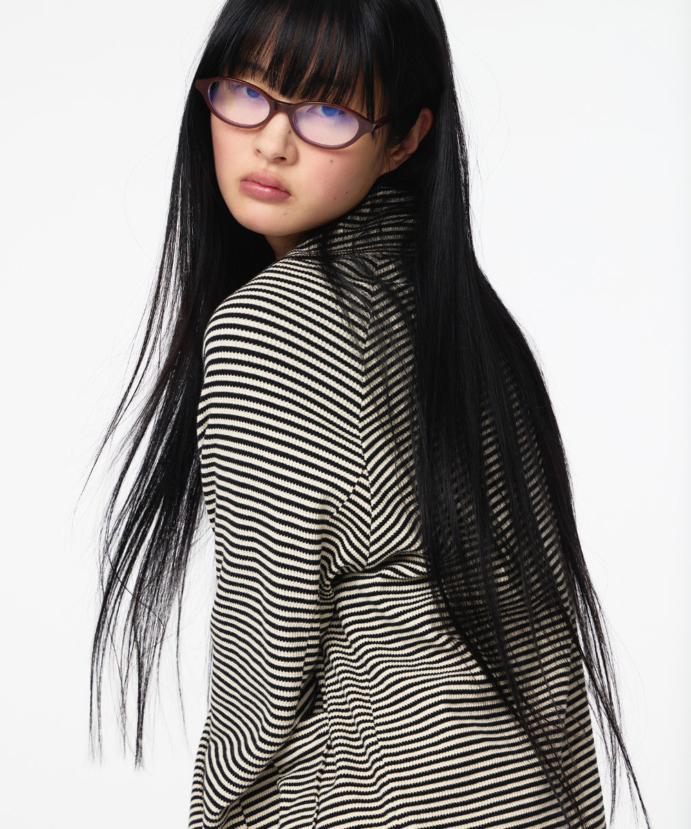 Coyseio - Wide Collar Waffle Stripe Shirt (Black) product image 4 | TRAB K-Fashion Australia