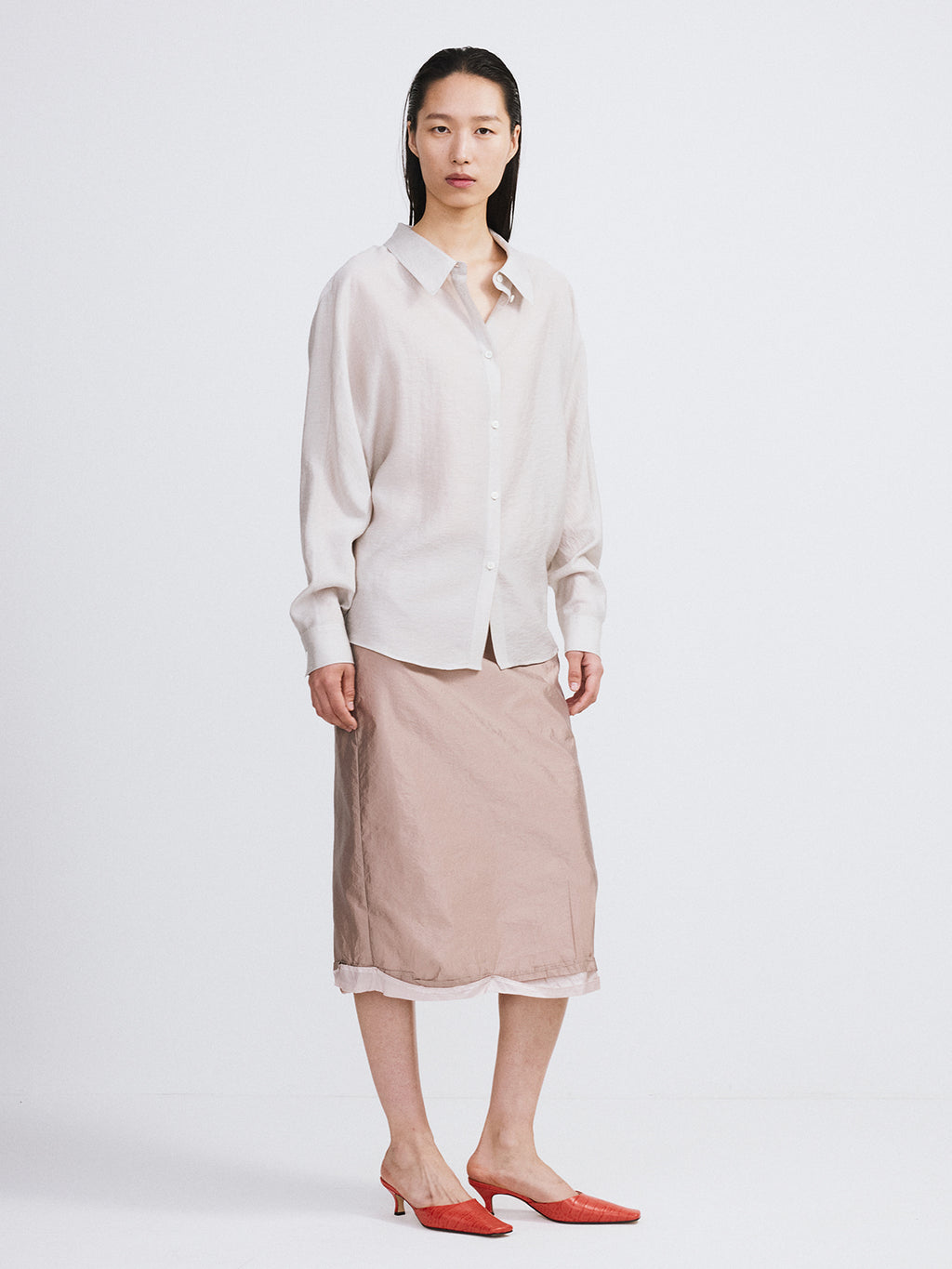 Recto - Silk Blend Volume Shirt (Light Taupe) product image 3 | TRAB K-Fashion Australia