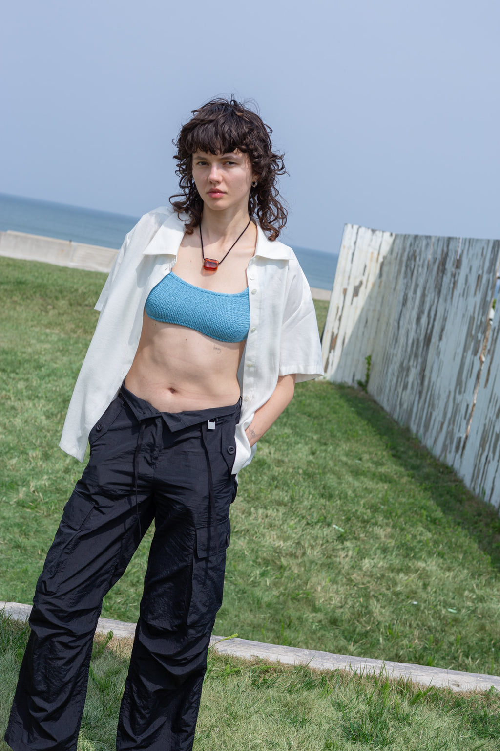 Matin Kim - Unbalance Collar Half Shirt (Ivory) product image 9 | TRAB K-Fashion Australia