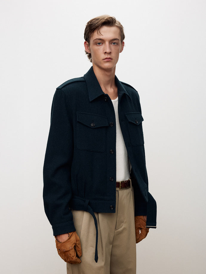 Tonywack - Wool Bouclé Officer Jacket (Navy Teal) product image 6 | TRAB K-Fashion Australia