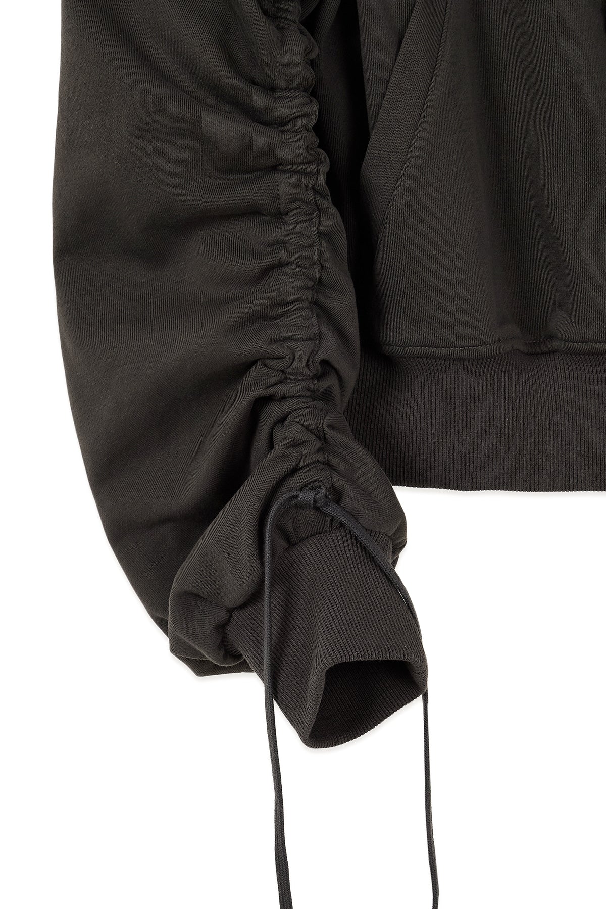 Matin Kim - Sleeve String Detail Hoody Zip Up (Charcoal) product image 7 | TRAB K-Fashion Australia