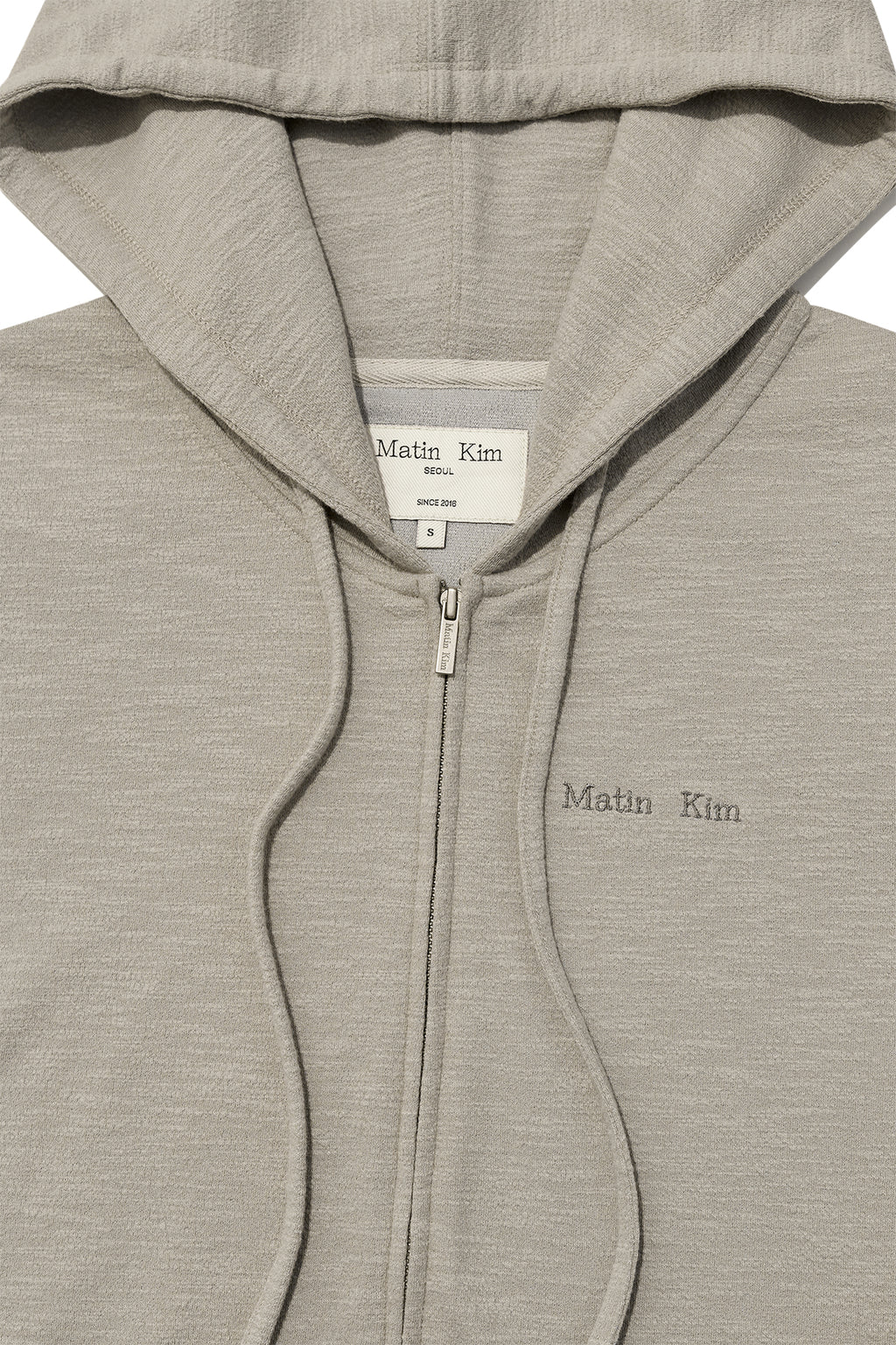 Matin Kim - Sleeve Slit Point Hoody Zip Up (Beige) product image 3 | TRAB K-Fashion Australia