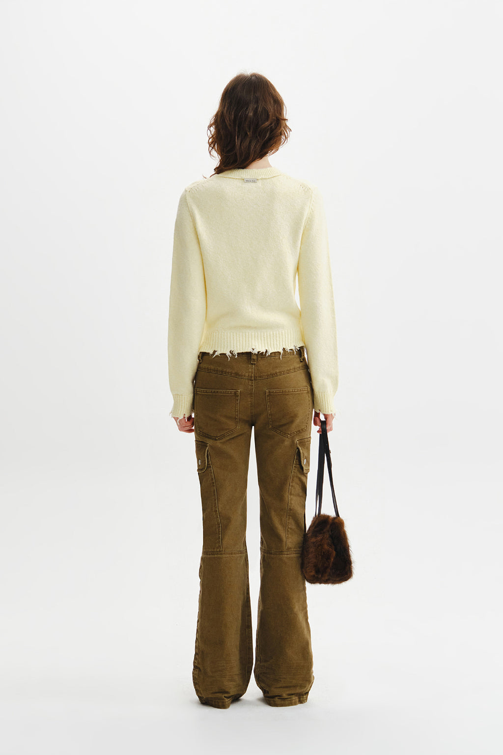 Matin Kim - Distressed Hem V Neck Knit Pullover (Light Yellow) product image 8 | TRAB K-Fashion Australia