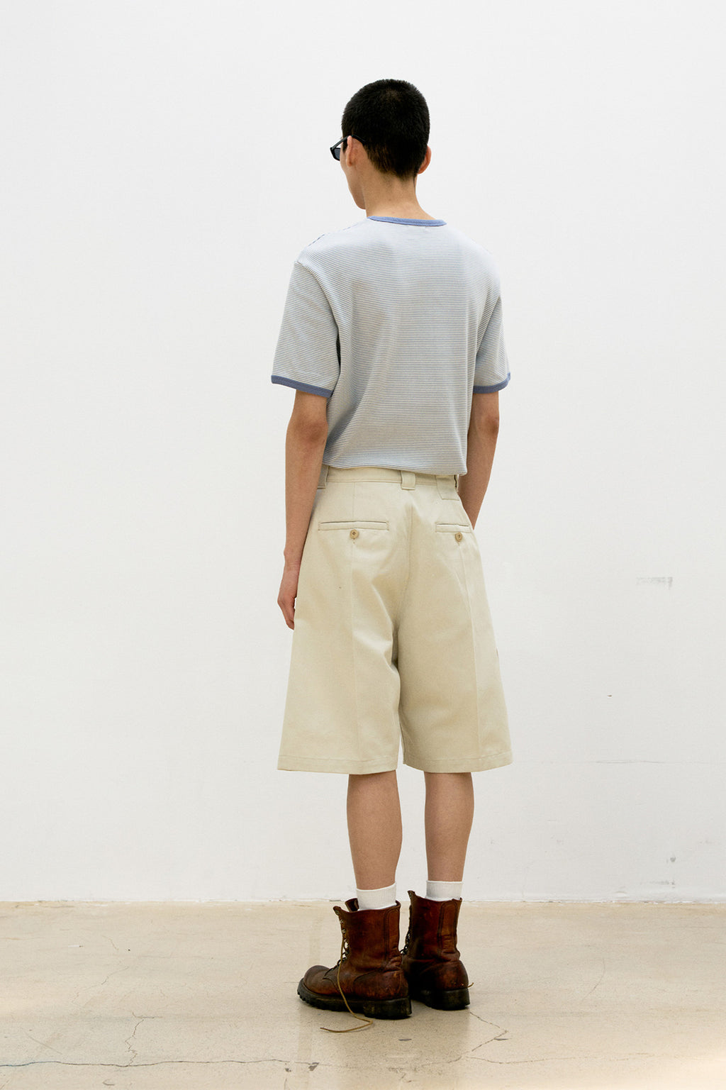 Coor - Cotton Blend Stitch Pointed Bermuda Pants (Sand Beige) product image 4 | TRAB K-Fashion Australia