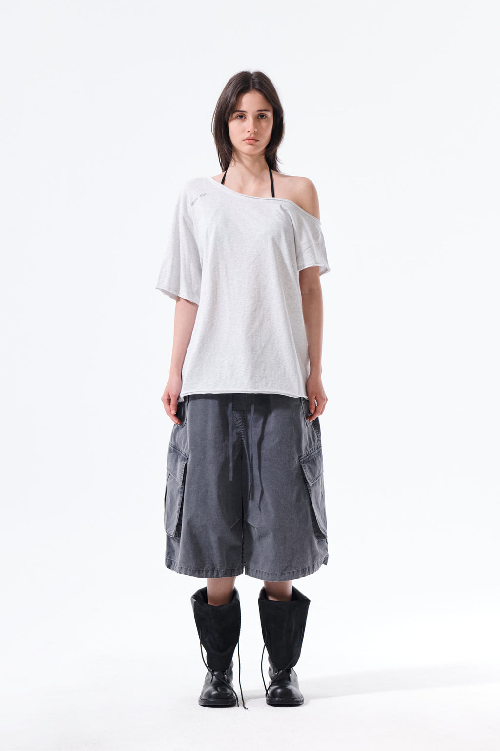 Matin Kim - Washed Cotton Patch Pocket Bermuda Pants (Charcoal) product image 11 | TRAB K-Fashion Australia