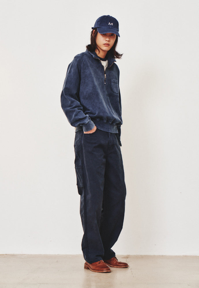 Art if acts - Garment Dyed Half Zipup Sweat (Bleach Navy) product image 5 | TRAB K-Fashion Australia