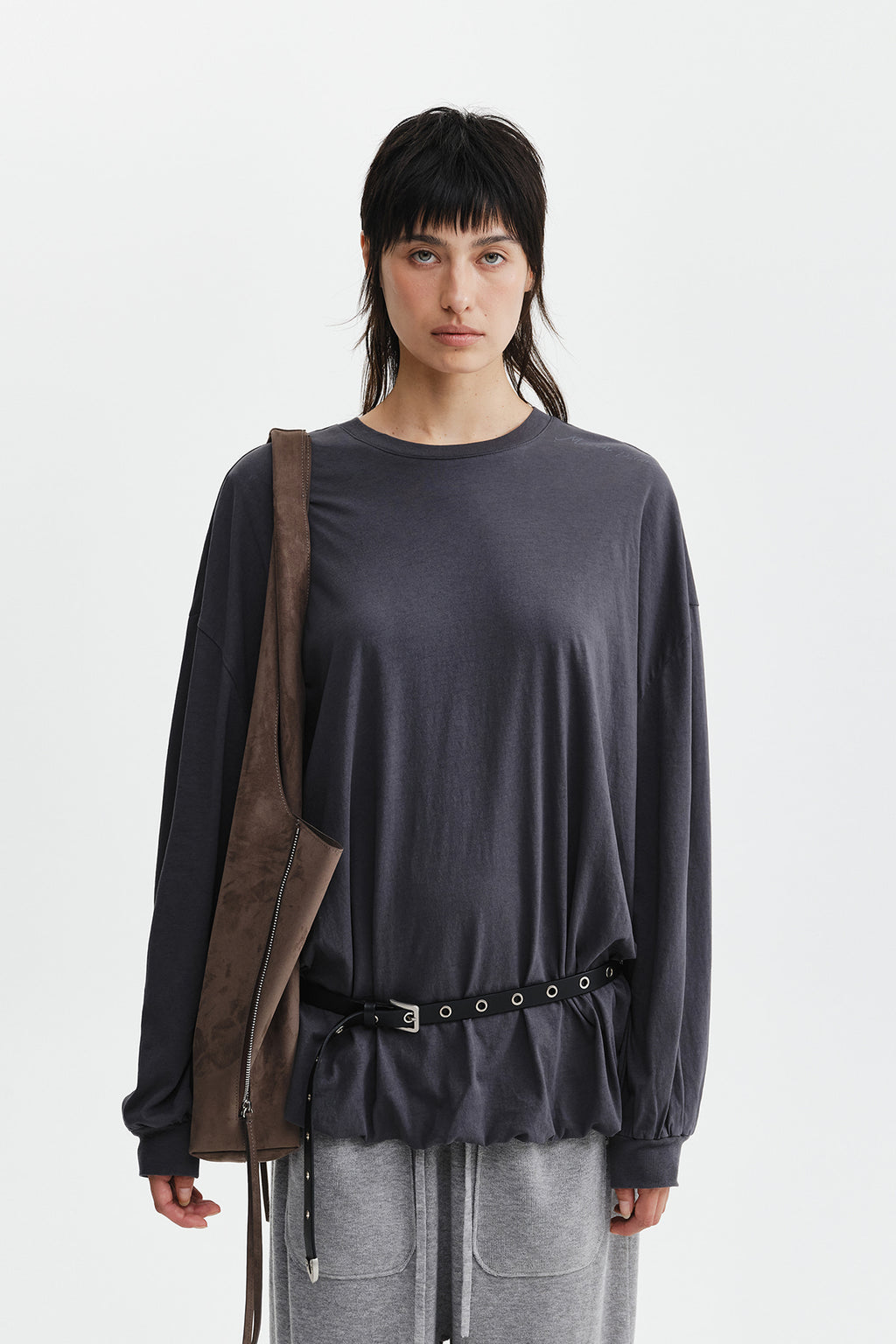 Matin Kim - Blouson Hem Overfit Top (Charcoal) product image 6 | TRAB K-Fashion Australia