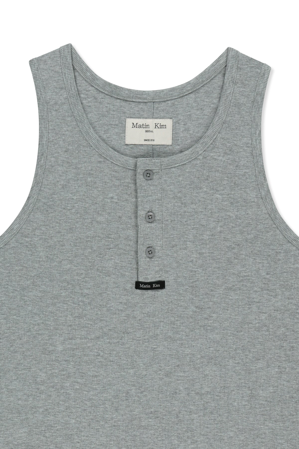 Matin Kim - Sleeveless Henley Top (Grey) product image 4 | TRAB K-Fashion Australia