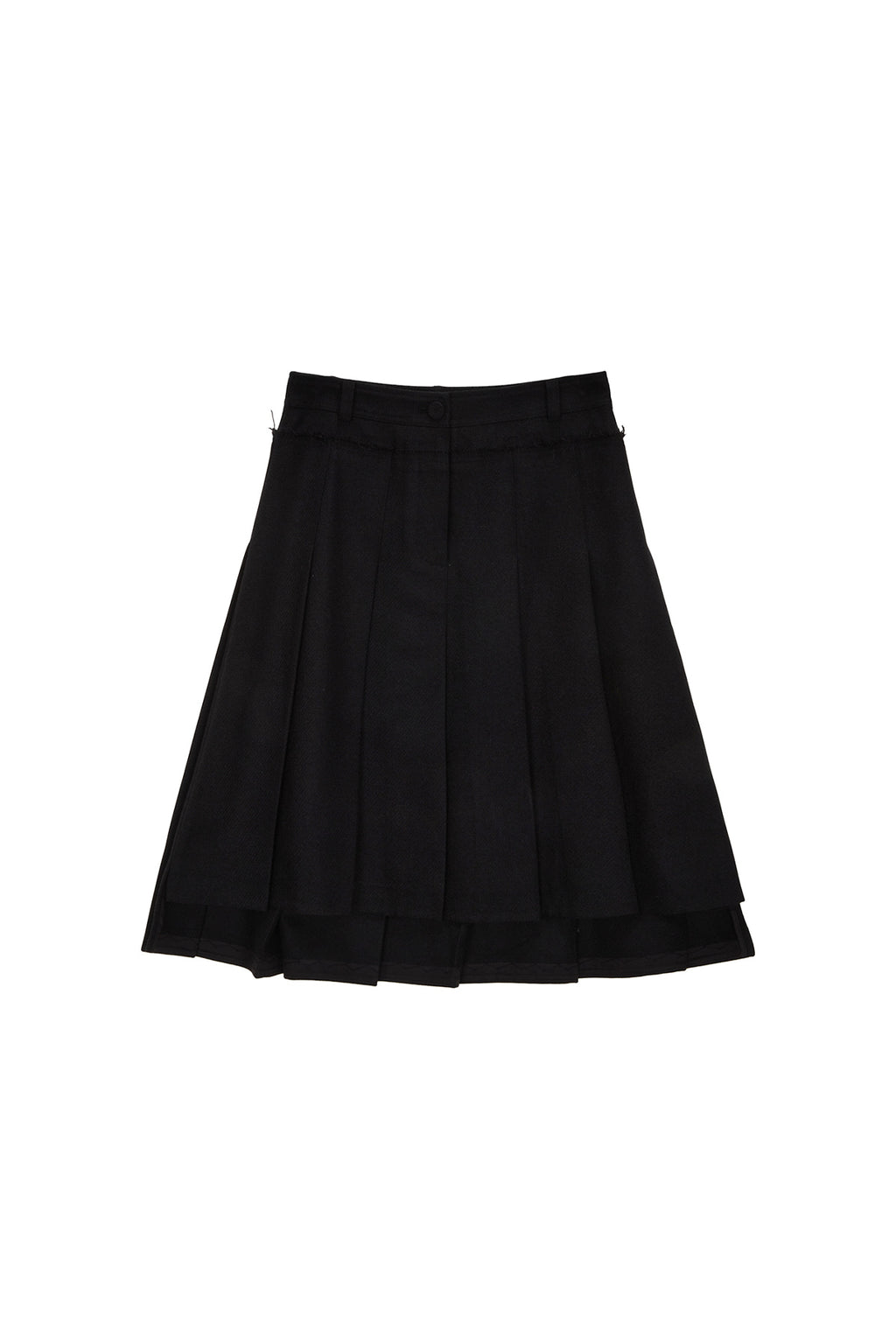 Matin Kim - Unbalance Pleats Midi Skirt (Black) product image 1 | TRAB K-Fashion Australia