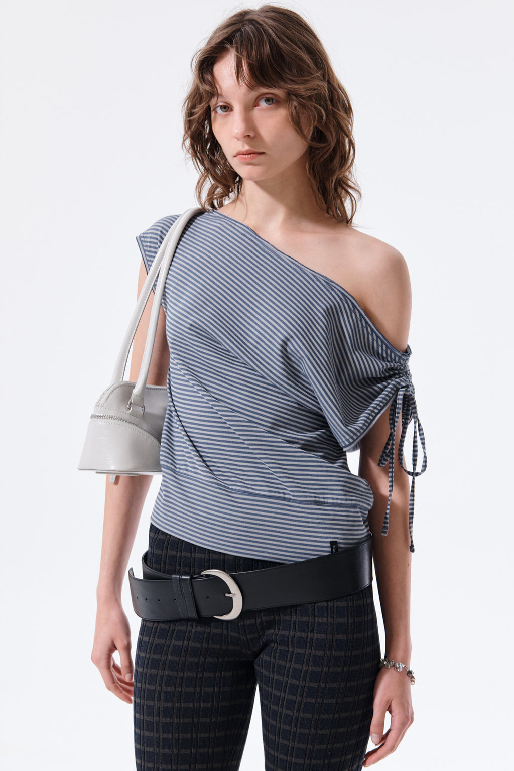 Matin Kim - Draped Asymmetric Sleeveless Top (Smoke Blue) product image 10 | TRAB K-Fashion Australia
