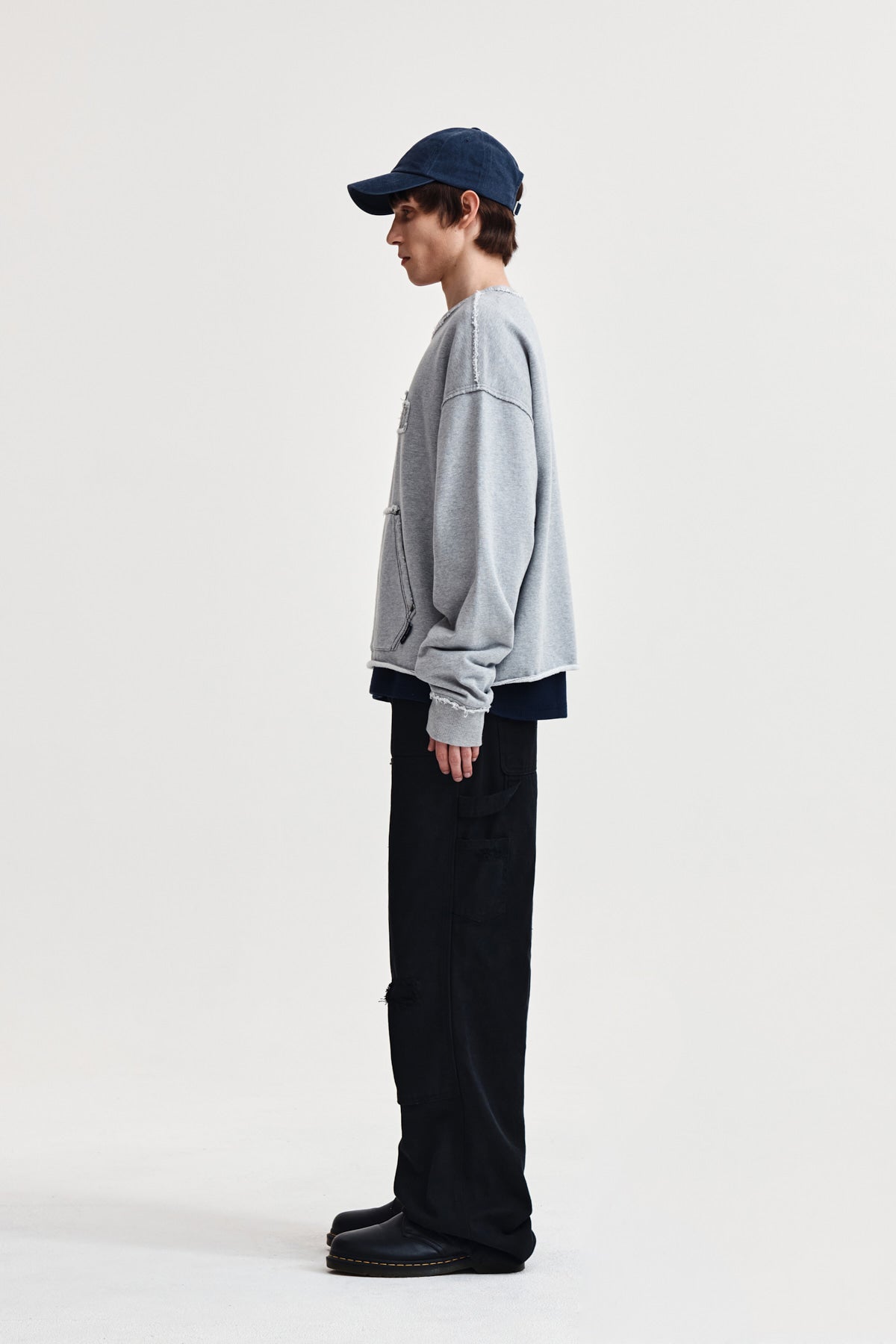 Matin Kim - Raw Cut Applique Sweatshirt (Grey) product image 12 | TRAB K-Fashion Australia