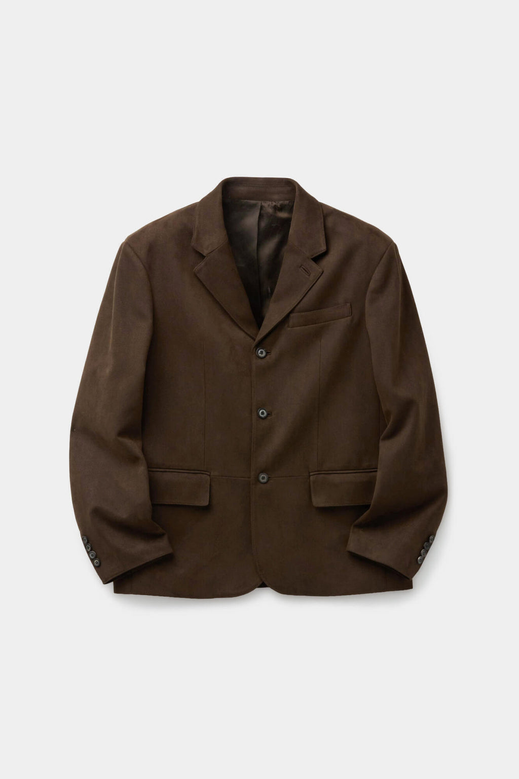 Coor - Fake Suede 3-Button Blazer (Dark Brown) product image 1 | TRAB K-Fashion Australia