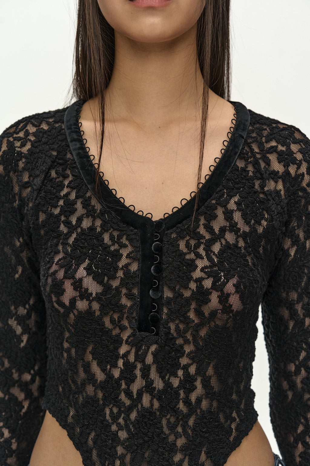 Andersson Bell - Lace Mesh Bodysuit (black) (Black) product image 8 | TRAB K-Fashion Australia