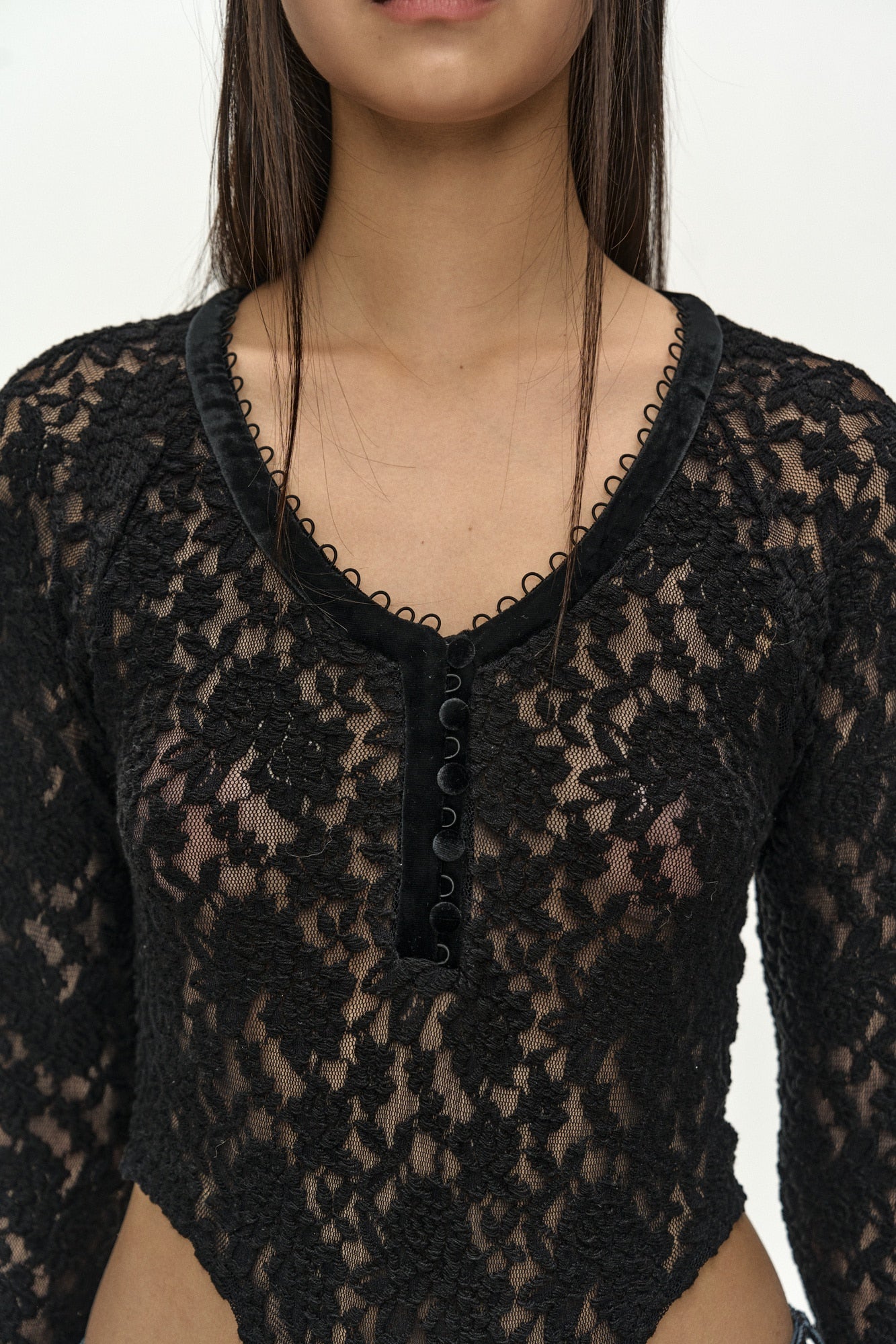 Andersson Bell - Lace Mesh Bodysuit (black) (Black) product image 8 | TRAB K-Fashion Australia