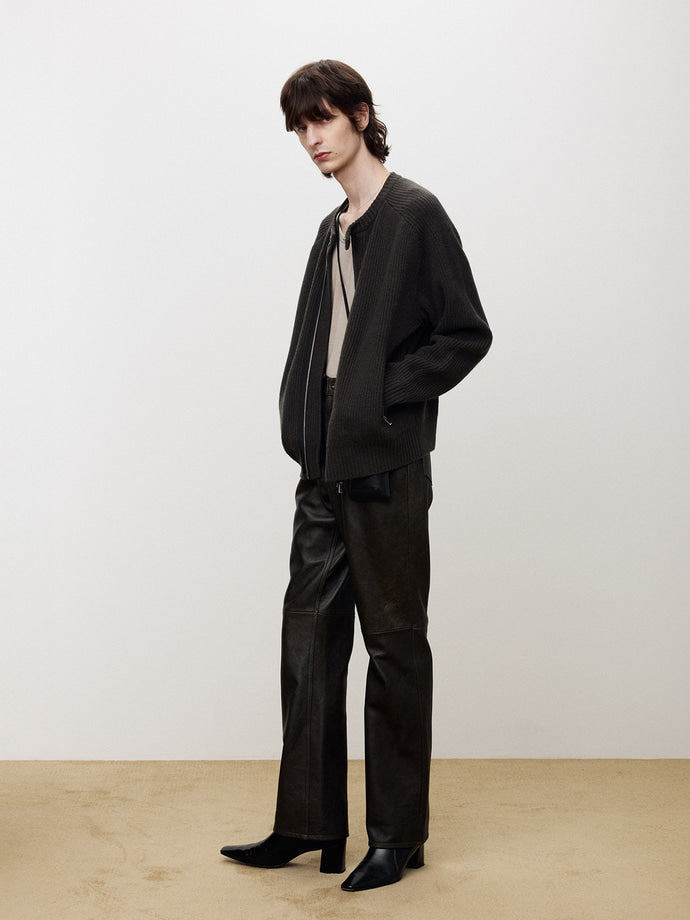 Tonywack - Leather Flared-Leg Pants (Vintage Treatment) (Black) product image 6 | TRAB K-Fashion Australia