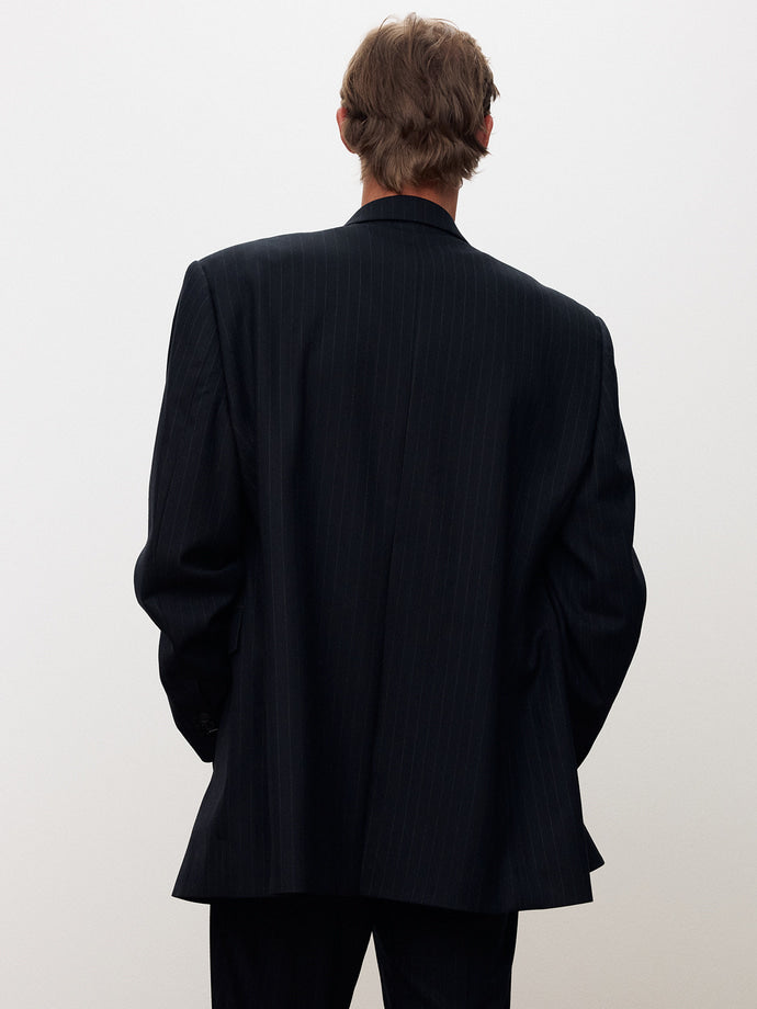 Tonywack - Striped Wool Relaxed Tailored Jacket (Navy Pinstripe) product image 6 | TRAB K-Fashion Australia