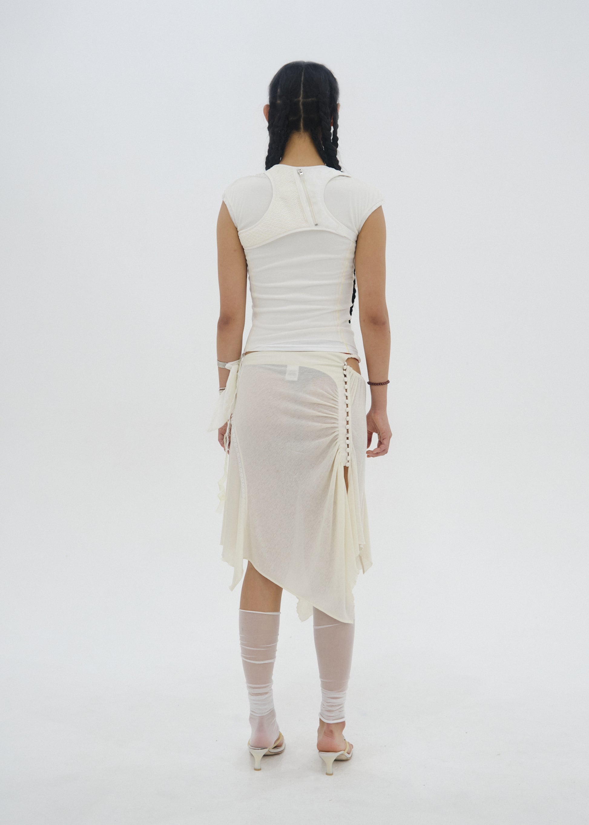 Hyein Seo - Henley Top w/ Back Strap (White) product image 4 | TRAB K-Fashion Australia
