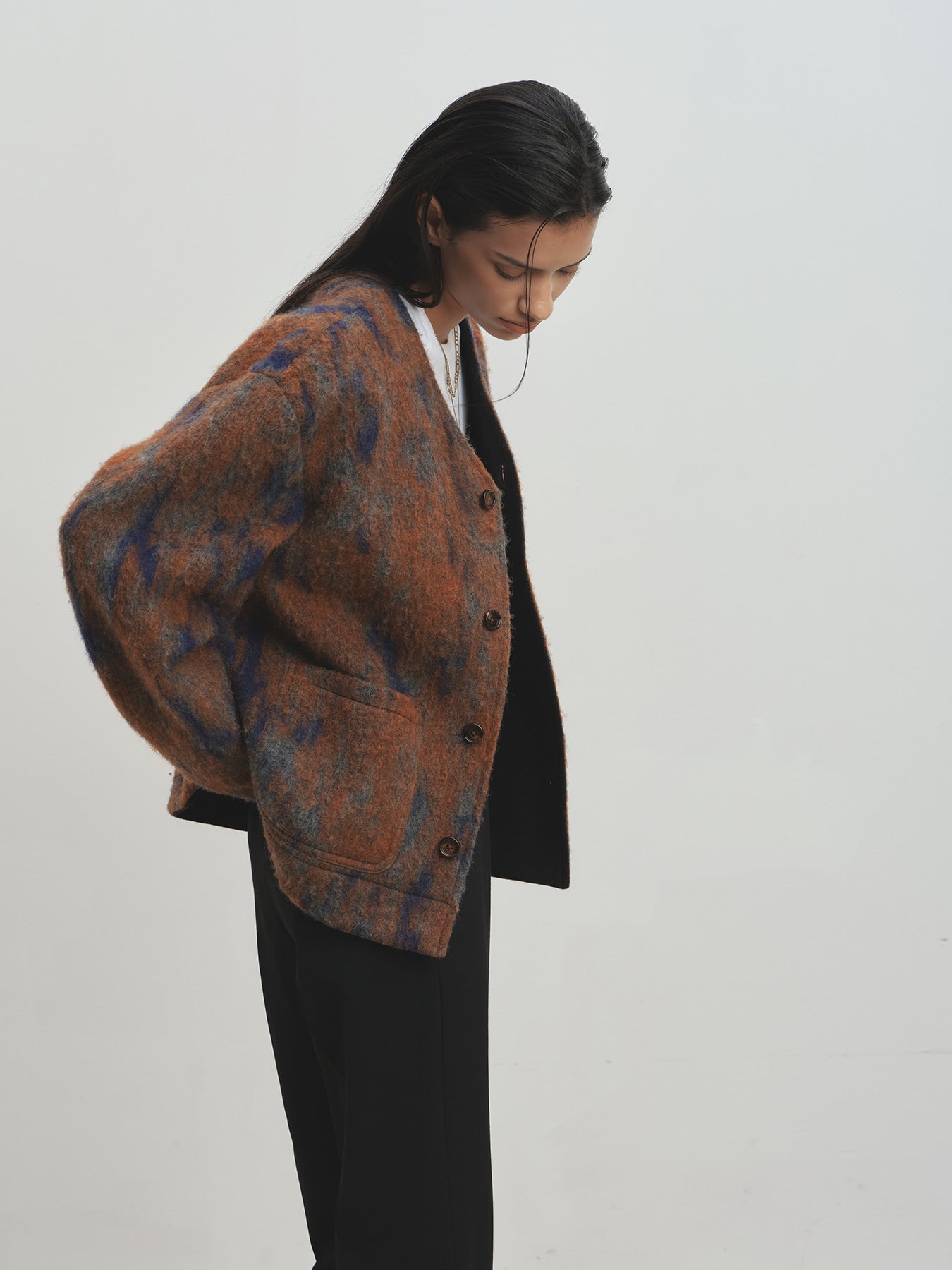 Tonywack - Mohair V-Neck Blouson Italian Fabric (Rust Orange) product image 9 | TRAB K-Fashion Australia