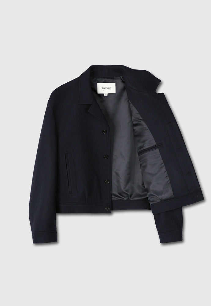 Tonywack - Wool Melton Chest Pocket Cropped Blouson (Navy) product image 8 | TRAB K-Fashion Australia