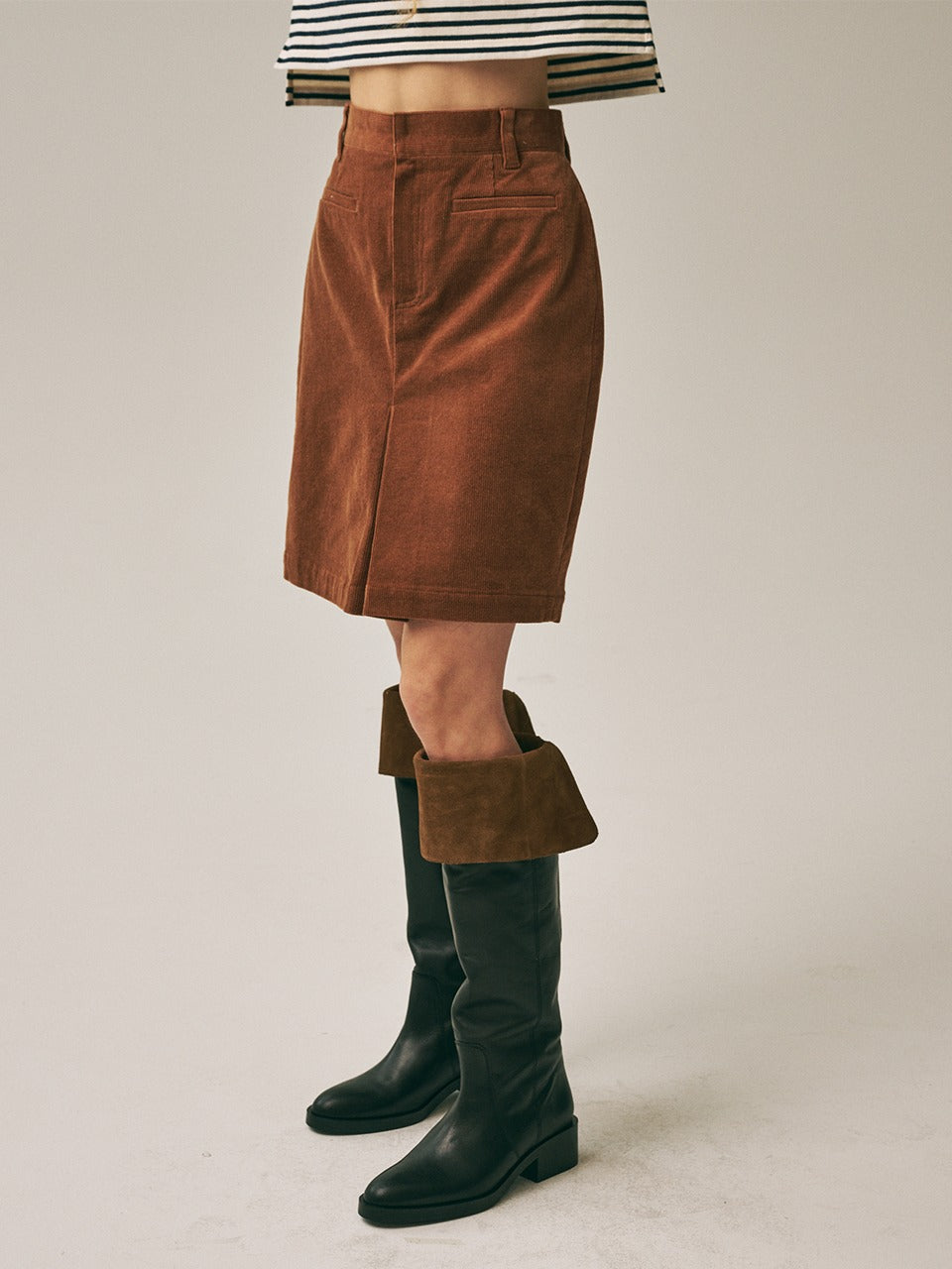 Mardi Mercredi - Corduroy Midi Skirt (Camel) product image 1 | TRAB K-Fashion Australia