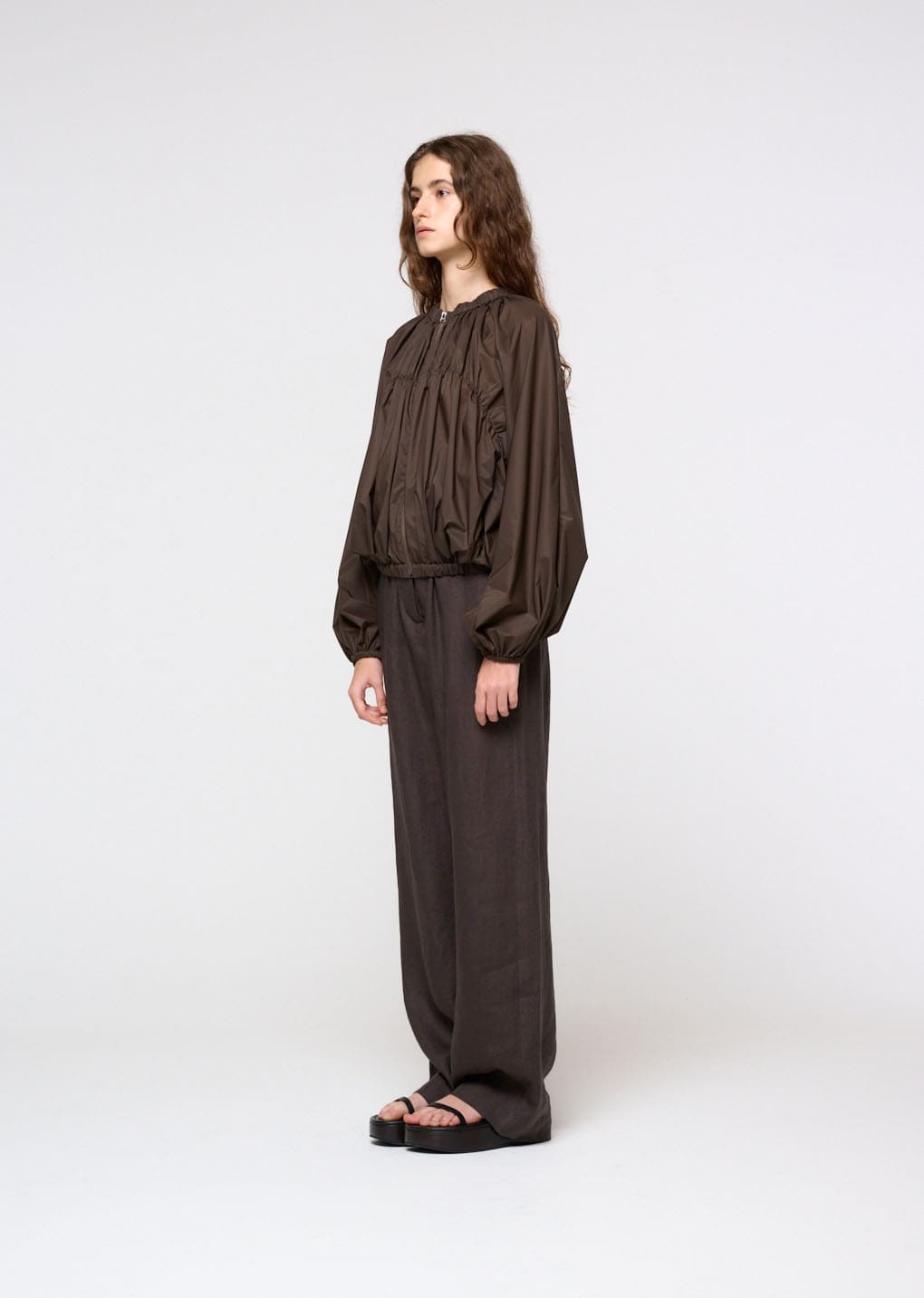 Amomento - Nylon Shirring Jumper (Brown) product image 3 | TRAB K-Fashion Australia