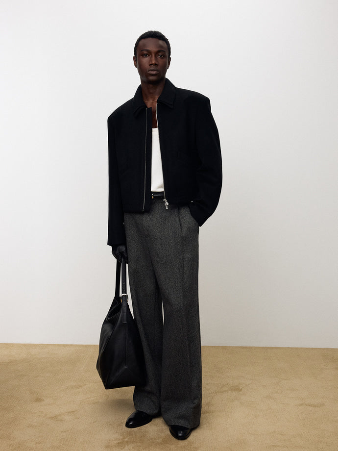 Tonywack - Detachable Knit Collar Cropped Blouson (Black) product image 2 | TRAB K-Fashion Australia