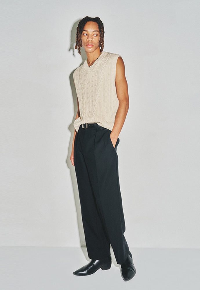 Tonywack - Cotton Twist V-Cable Knit Vest (Natural) product image 12 | TRAB K-Fashion Australia