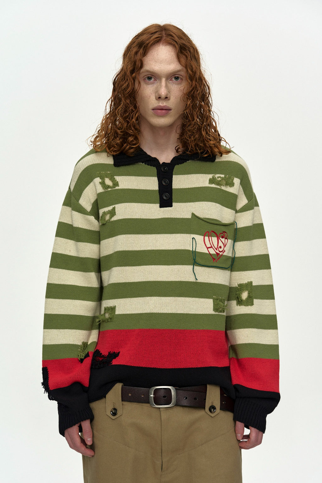 Andersson Bell - Stripe Damaged Polo Sweater (Multi) product image 1 | TRAB K-Fashion Australia