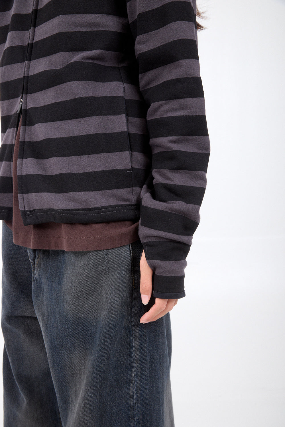 Hatchingroom - Zip Hoodie Stripe (Purple Charcoal/Black) product image 11 | TRAB K-Fashion Australia