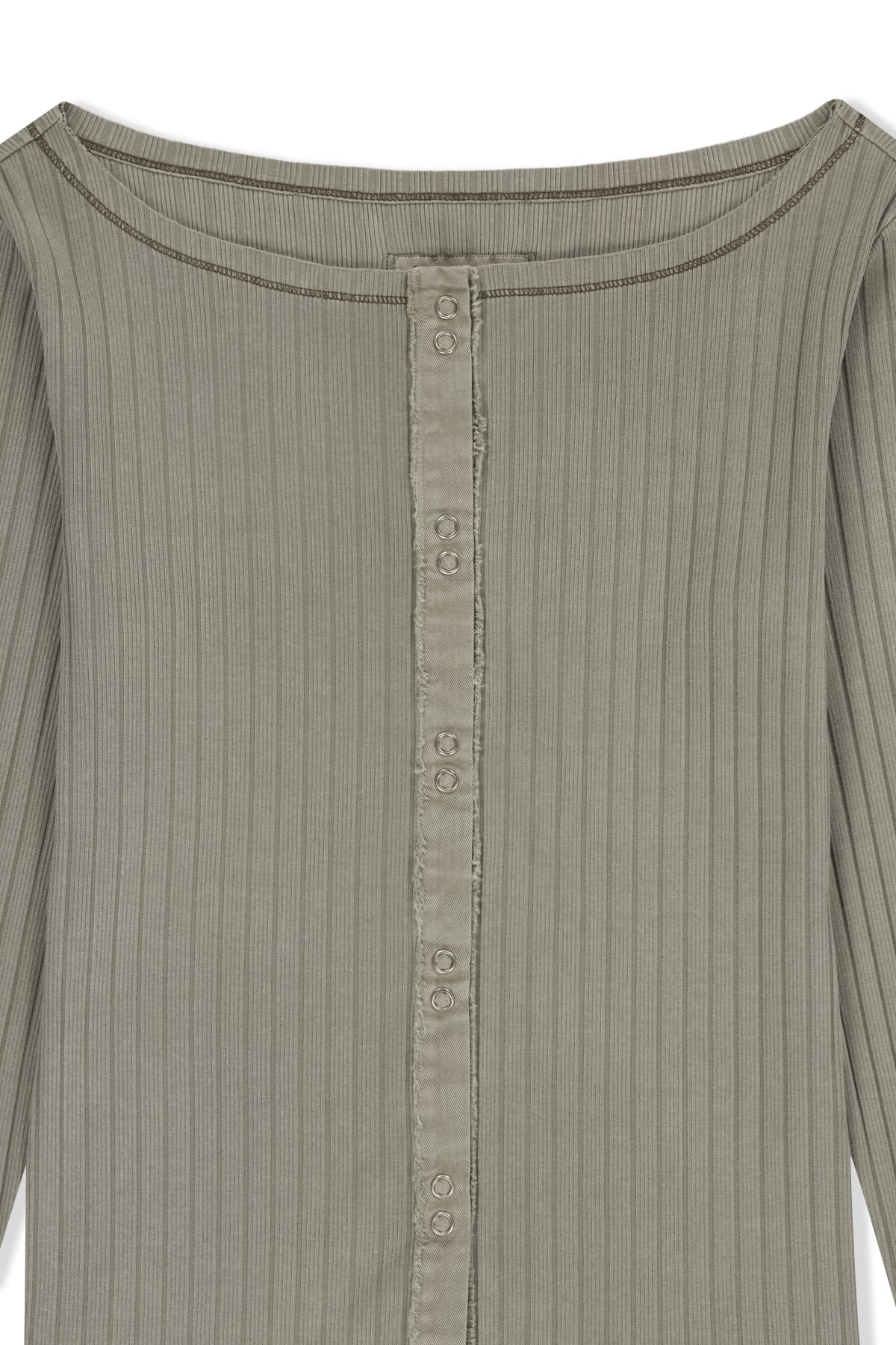 Matin Kim - Vintage Washed Ribbed Snap Top (Light Khaki) product image 3 | TRAB K-Fashion Australia