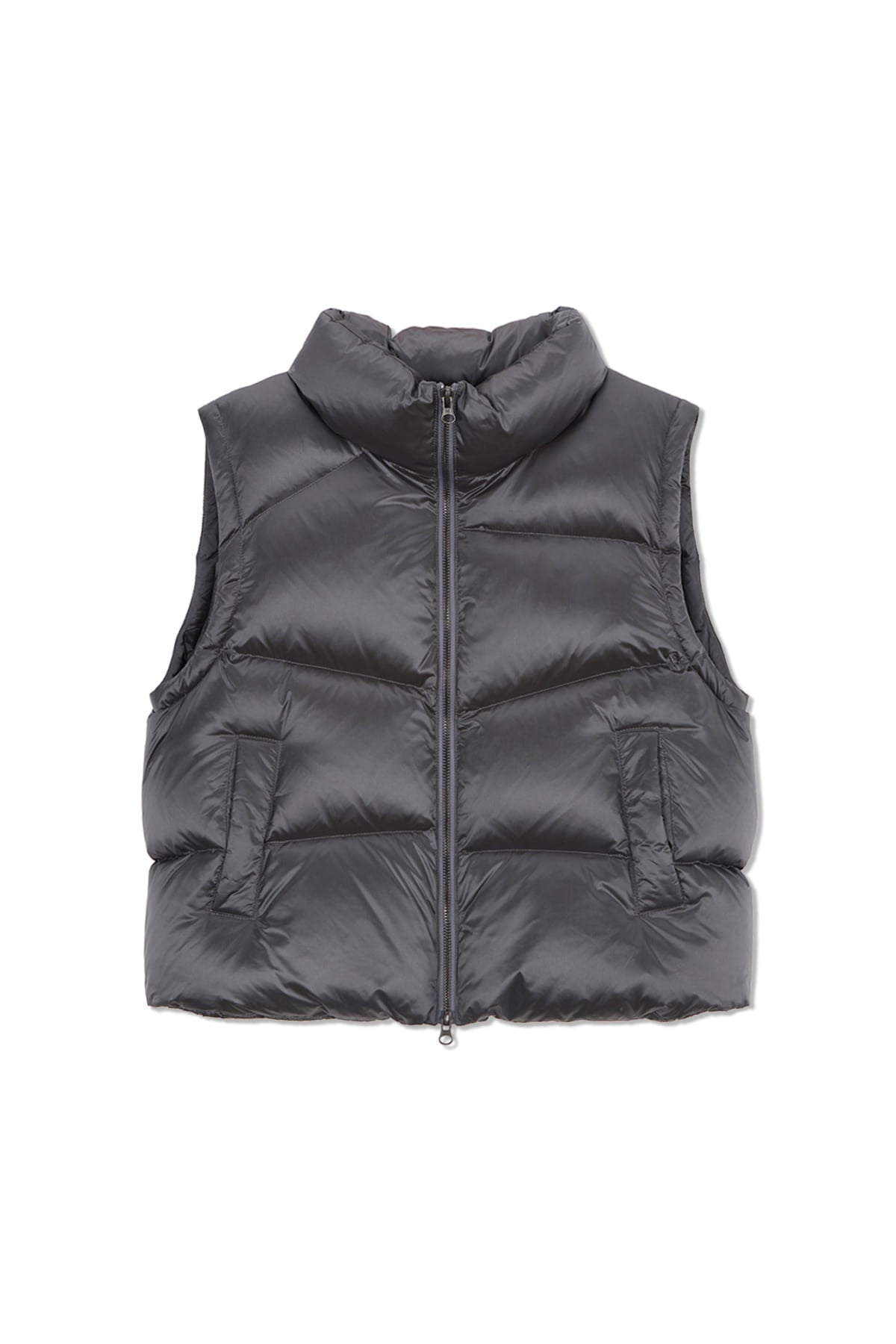 Matin Kim - Unbalance Quilted Down Vest (Grey) product image 1 | TRAB K-Fashion Australia