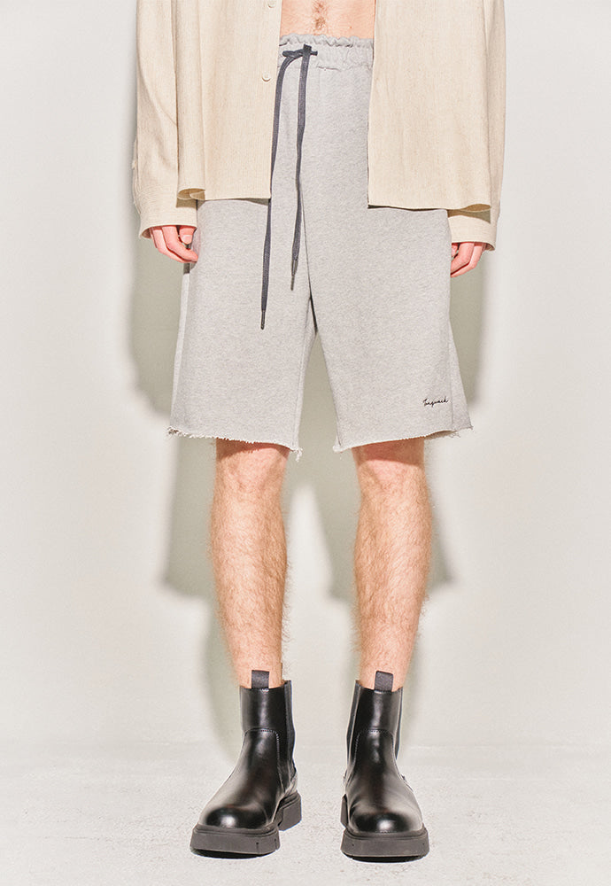 Tonywack - Heavyweight Brushed-Jersey Logo Embroidered Shorts (Melange Grey) product image 5 | TRAB K-Fashion Australia