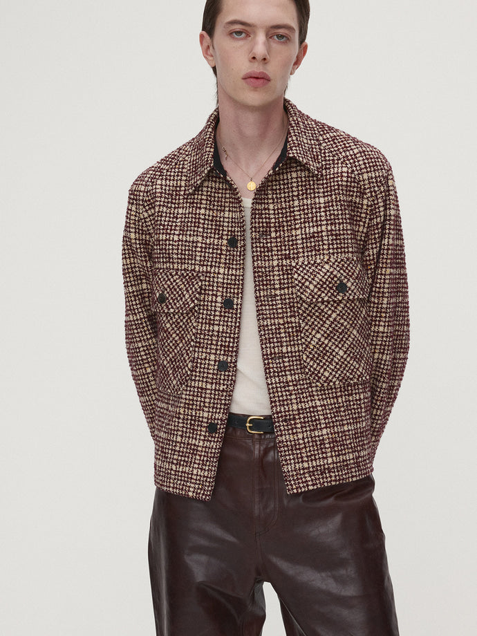 Tonywack - Checked Wool Tweed Shirt Jacket (Italian Fabric) (Burgundy/Ecru) product image 1 | TRAB K-Fashion Australia