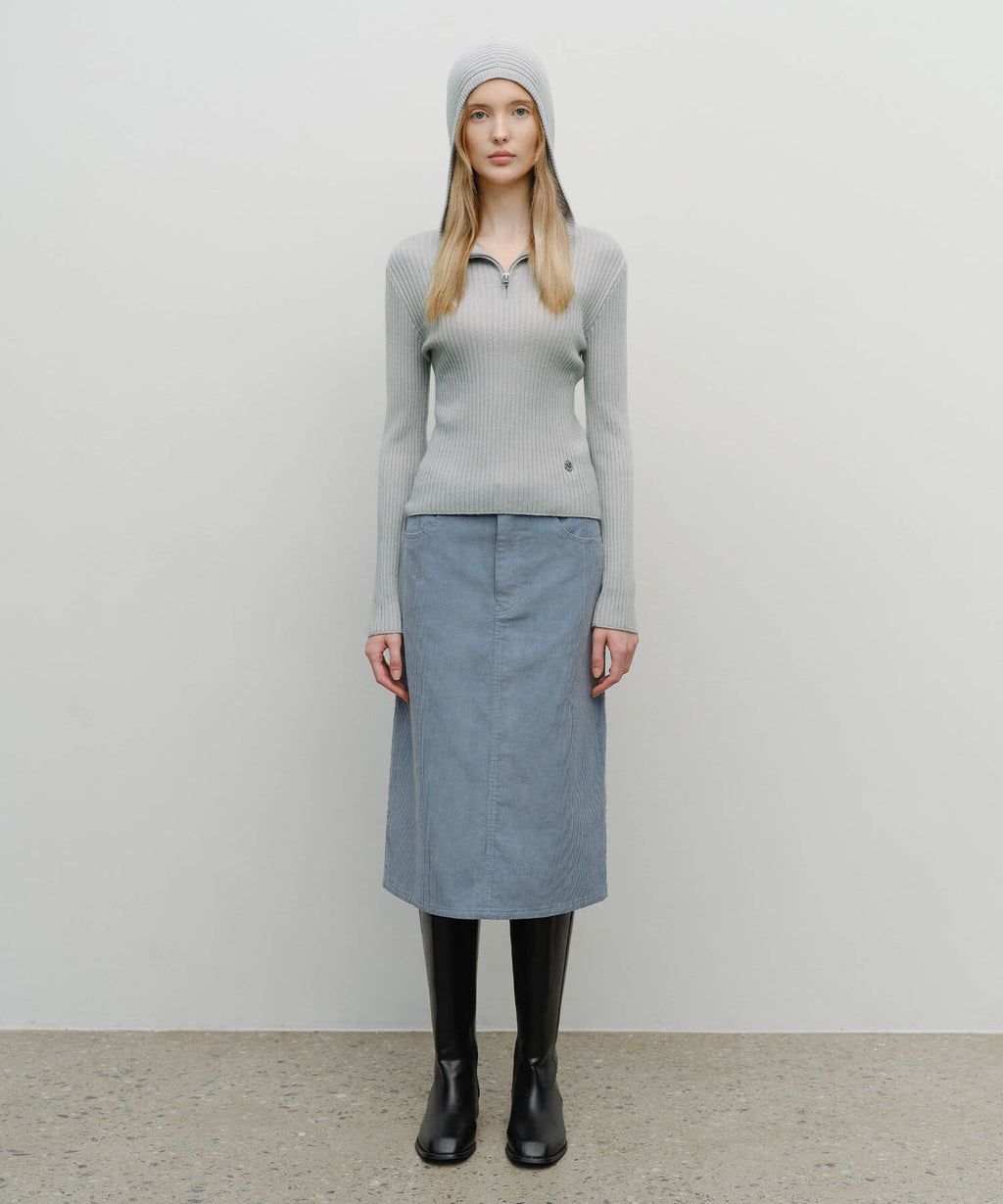 Marithe & Francois Girbaud - Balaclava Hoodie Slim Knit (Light Gray) product image 5 | TRAB K-Fashion Australia