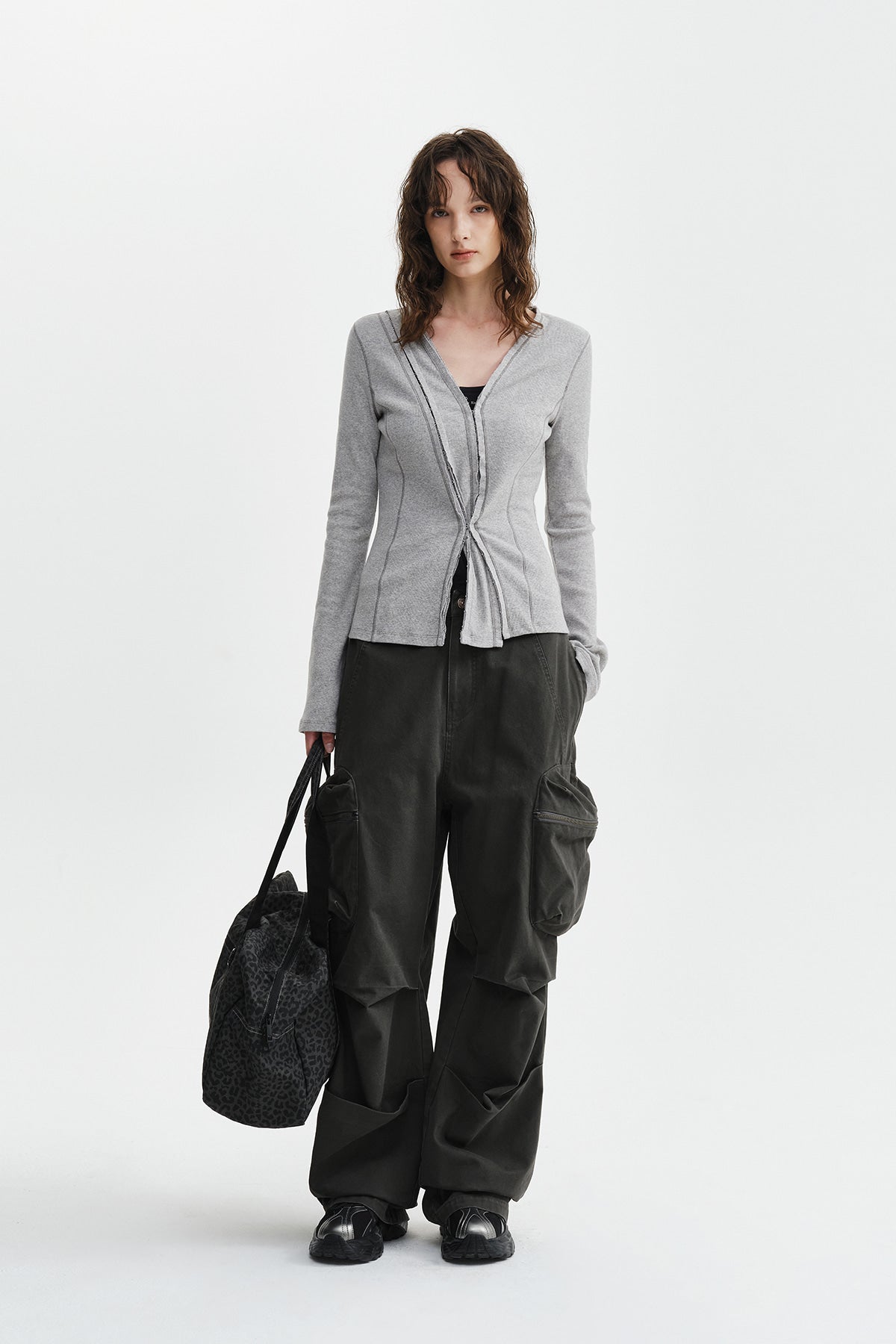 Matin Kim - Multi Styling Hook Detail Slim Top (Grey) product image 9 | TRAB K-Fashion Australia